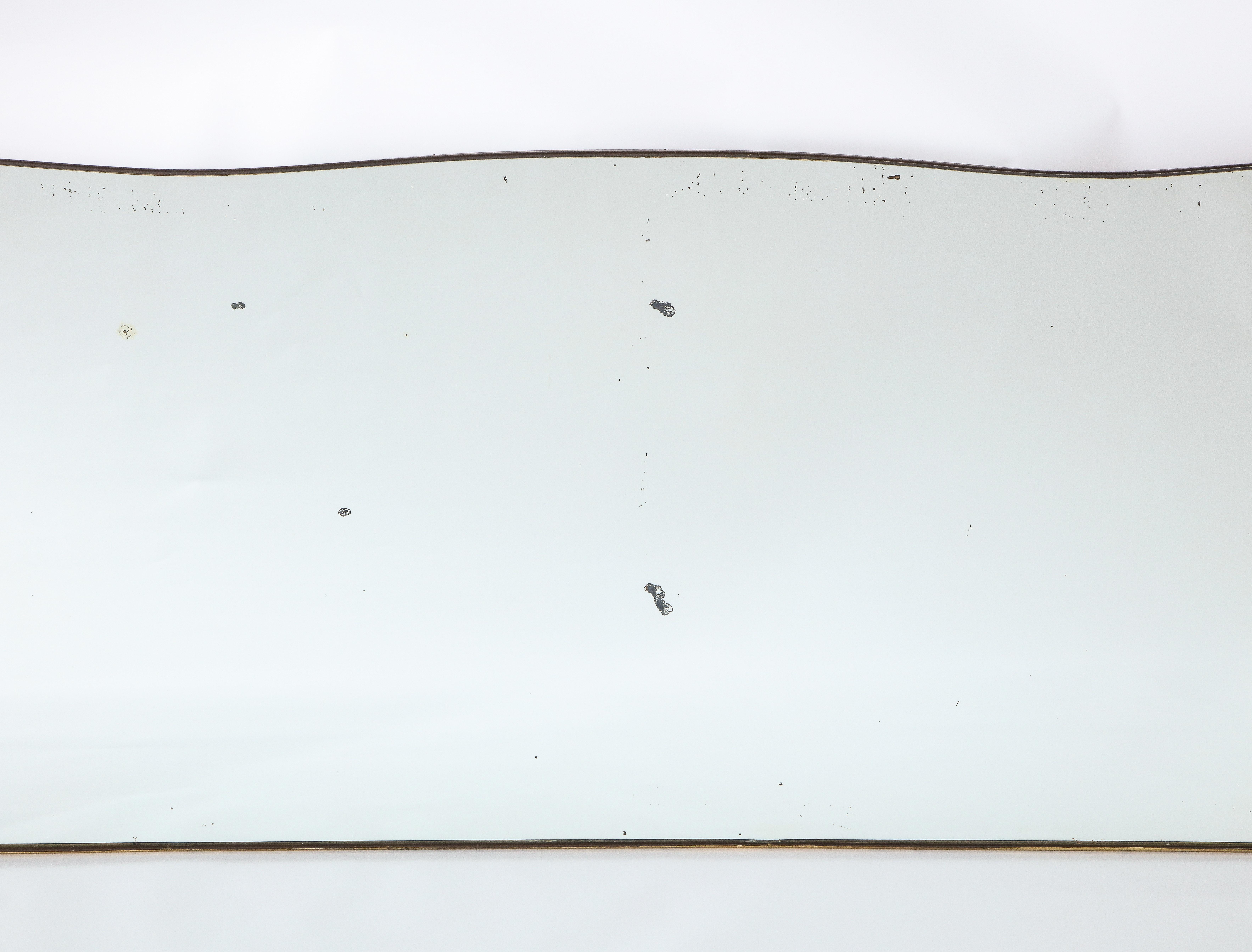 Mid-Century Modern Gio Ponti Brass Horizontal Over-Mantle Brass Framed Mirror 