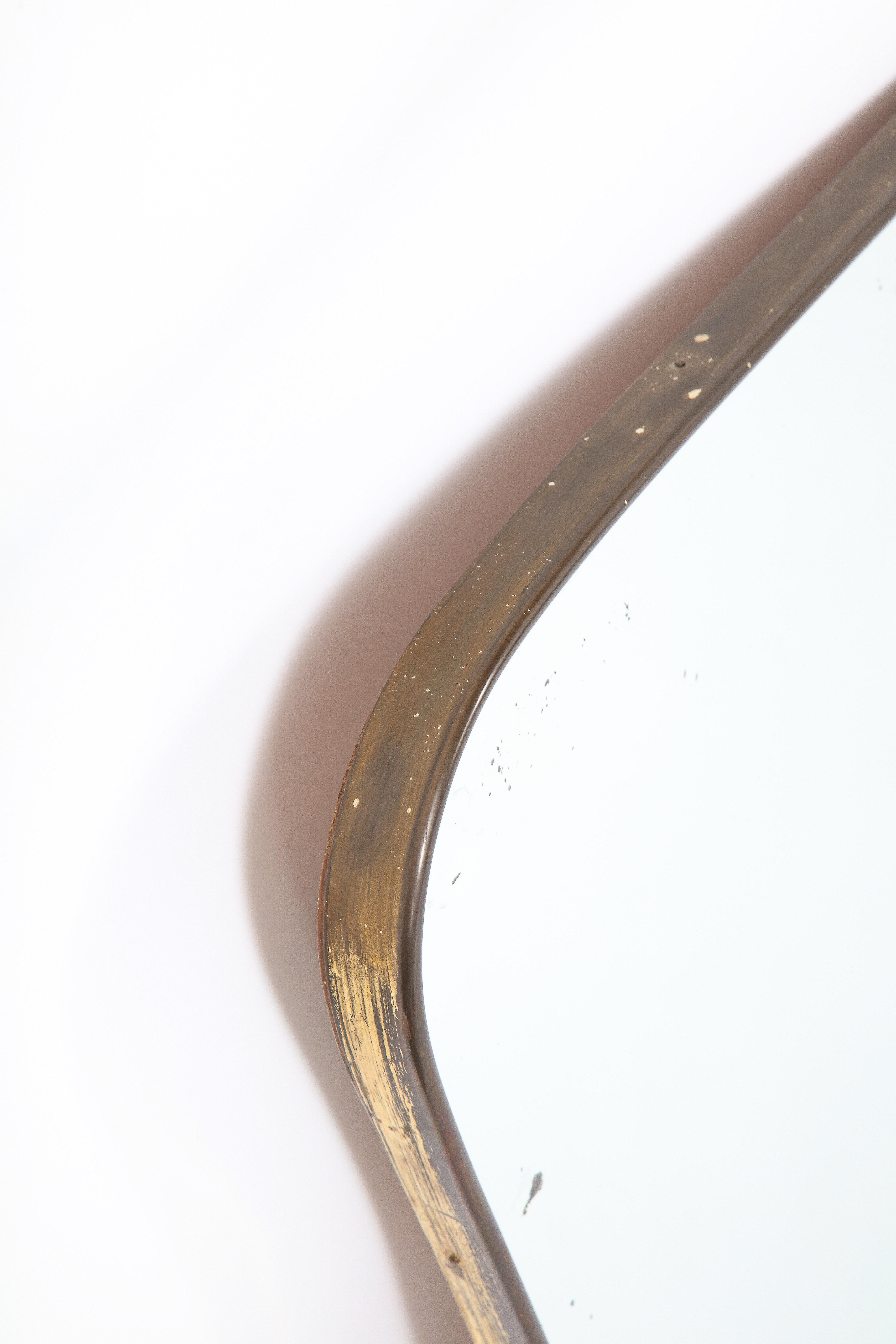 Mid-20th Century Gio Ponti Brass Horizontal Over-Mantle Brass Framed Mirror 