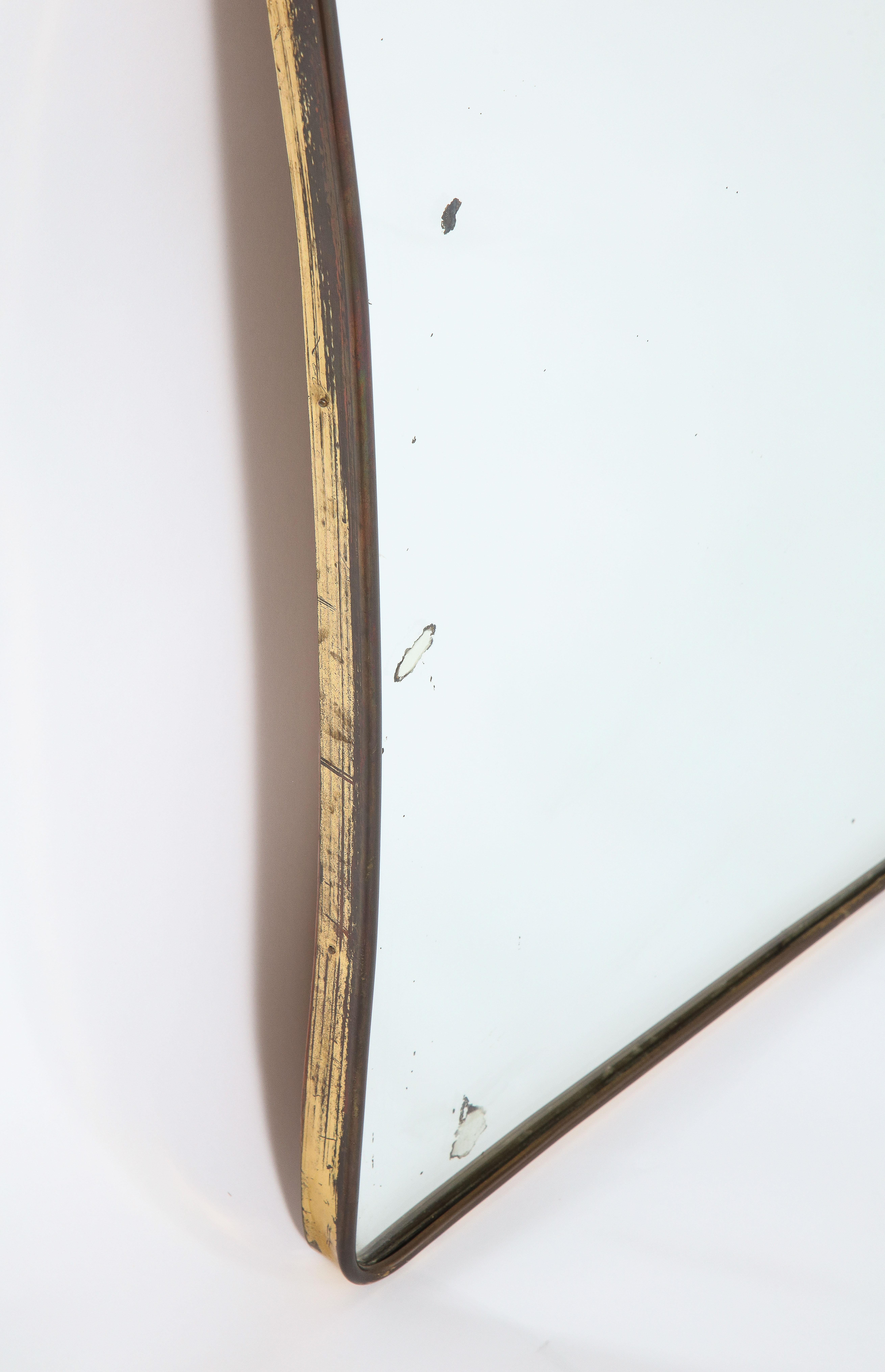 Gio Ponti Brass Horizontal Over-Mantle Brass Framed Mirror  1