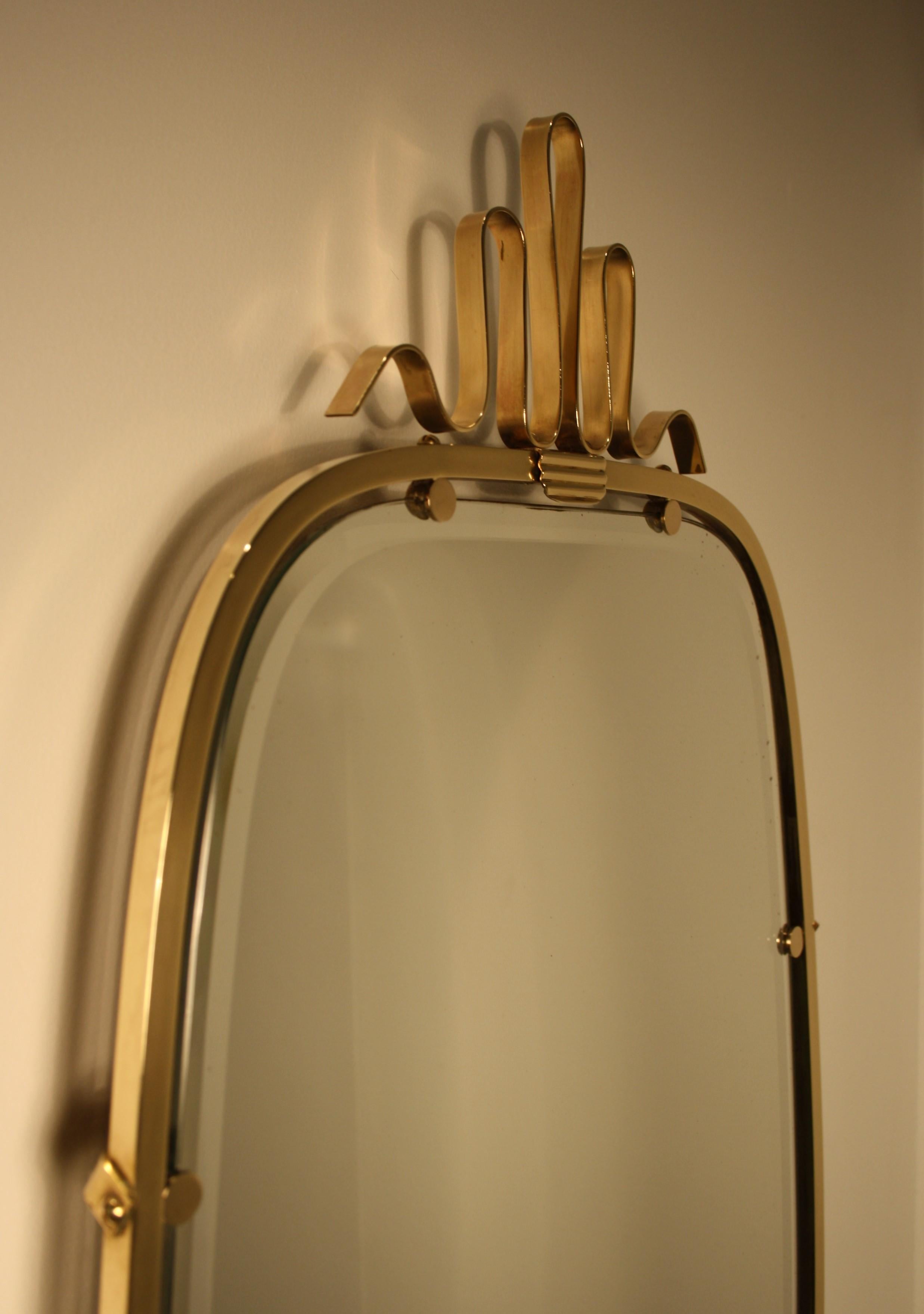 Art Deco Gio Ponti Brass Mirror, 1930s