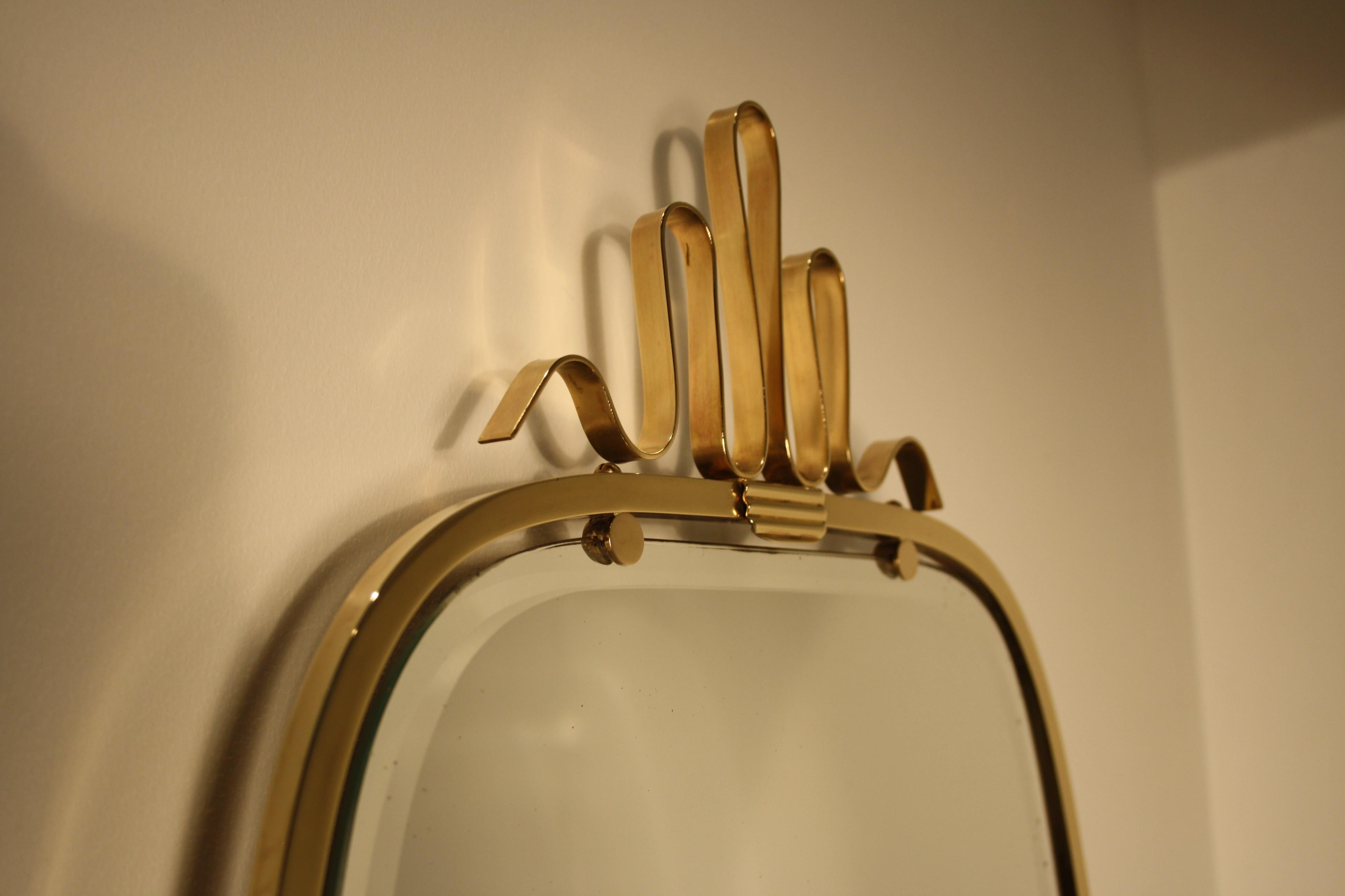 Italian Gio Ponti Brass Mirror, 1930s