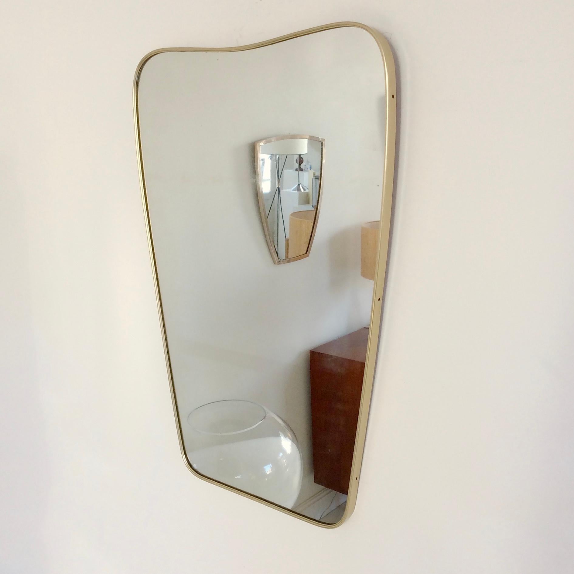 Mid-Century Modern Gio Ponti Brass Mirror, circa 1950, Italy