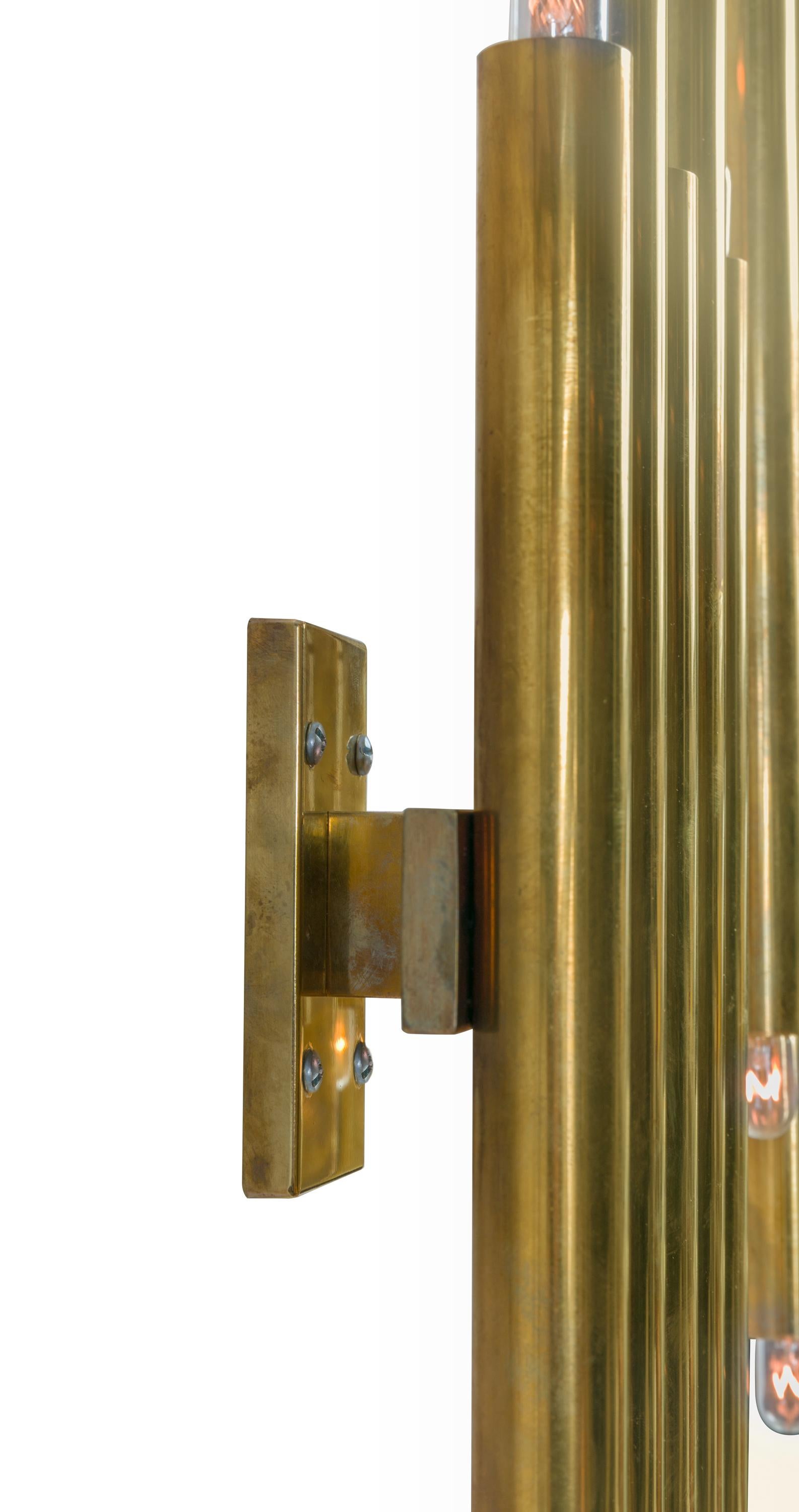 Gio Ponti Brass Multi Cylinder Sconces, Italy 1970s In Good Condition In New York, NY
