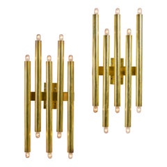 Gio Ponti Brass Multi Cylinder Sconces, Italy 1970s