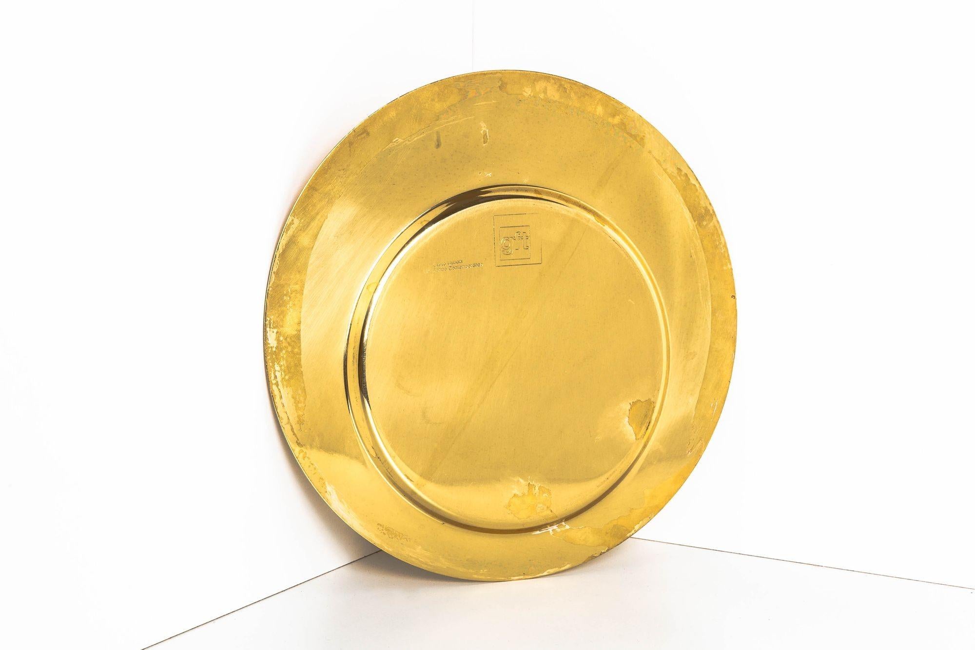 Italian Gio Ponti Brass Plate by Cleto Munari For Sale
