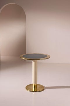 Tavolino in ottone, legno e linoleum di Gio Ponti per la nave Oceania, Italia, 1952