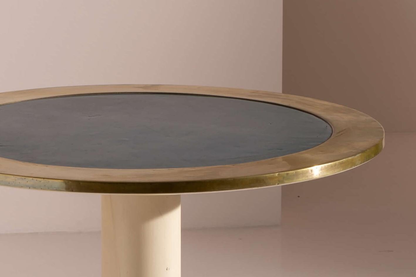 Italiano Gio Ponti brass, wood, and linoleum side table for the Oceania ship, Italy, 1952 in vendita