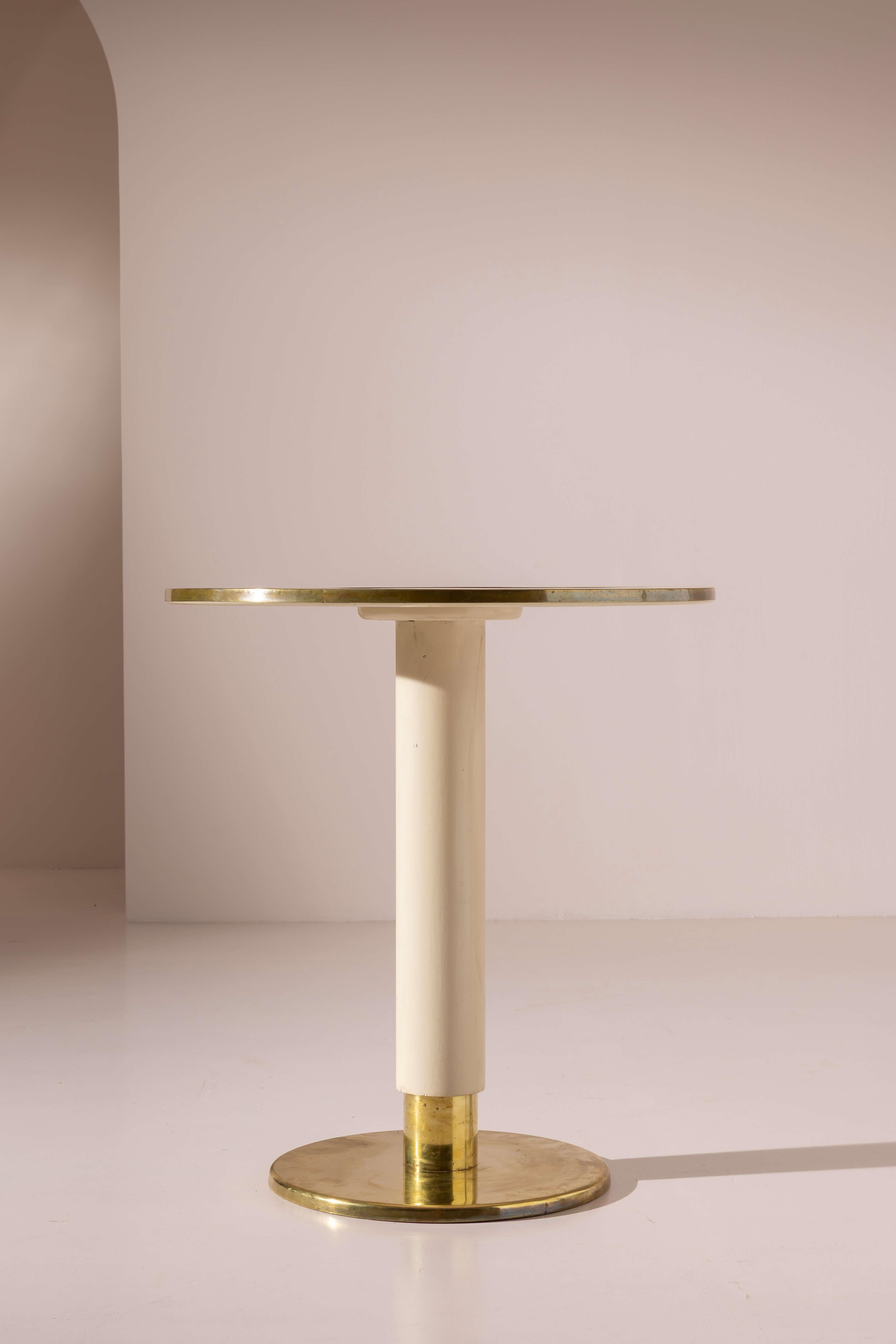 Ottone Gio Ponti brass, wood, and linoleum side table for the Oceania ship, Italy, 1952 in vendita