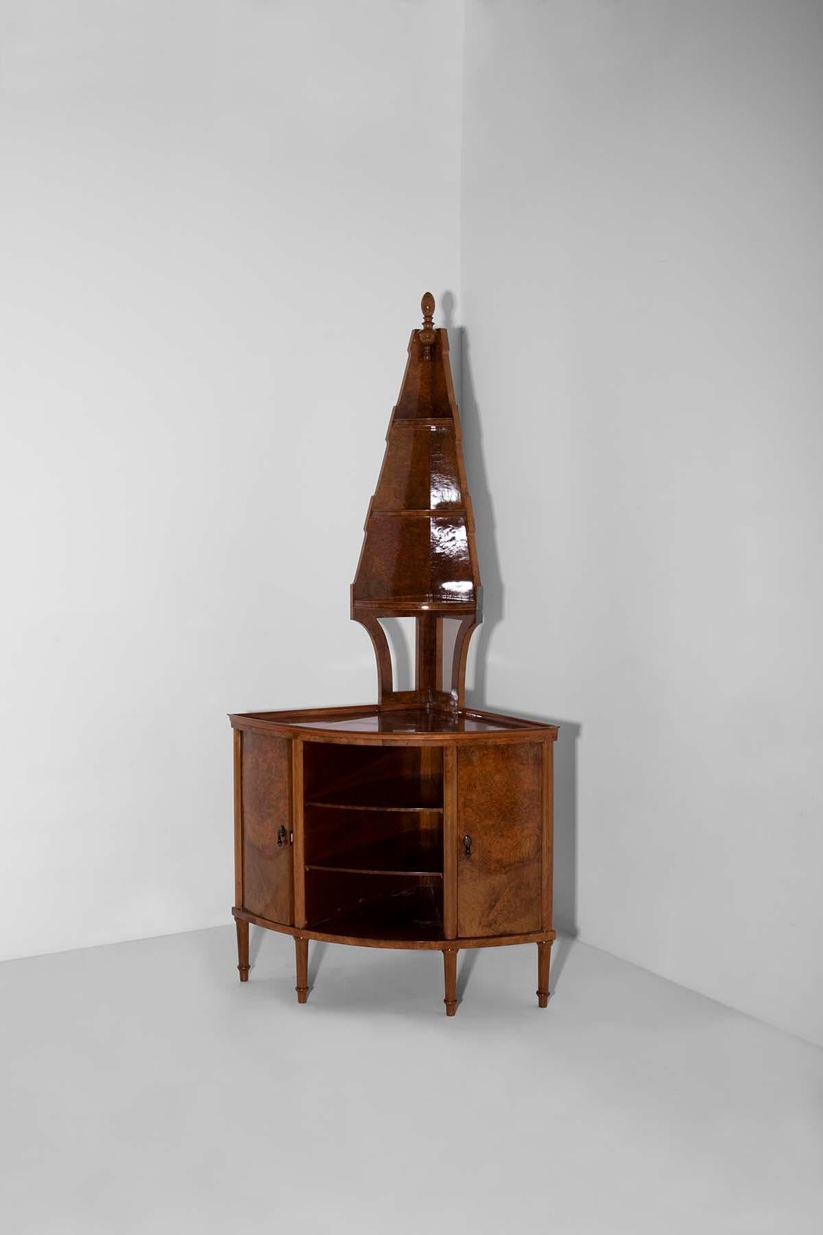 Gio Ponti briarwood corner cabinet, with certified In Good Condition For Sale In Milano, IT