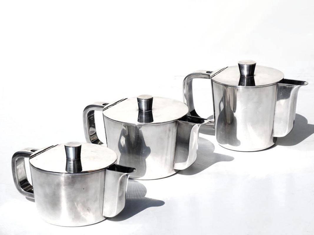 Mid-Century Modern Gio Ponti by Krupp Italian Design Midcentury Alpacca Metal Serving Coffee Set
