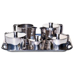 Gio Ponti by Krupp Italian Design Juego de café con servicio de metal Alpacca de mediados de siglo