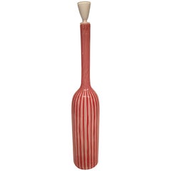 GIO PONTI by Venini Murano Glass Orange and White Bottle, circa 1946