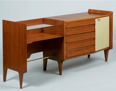 Gio Ponti: Armadio in mogano, vetro, skai, Italia anni '50