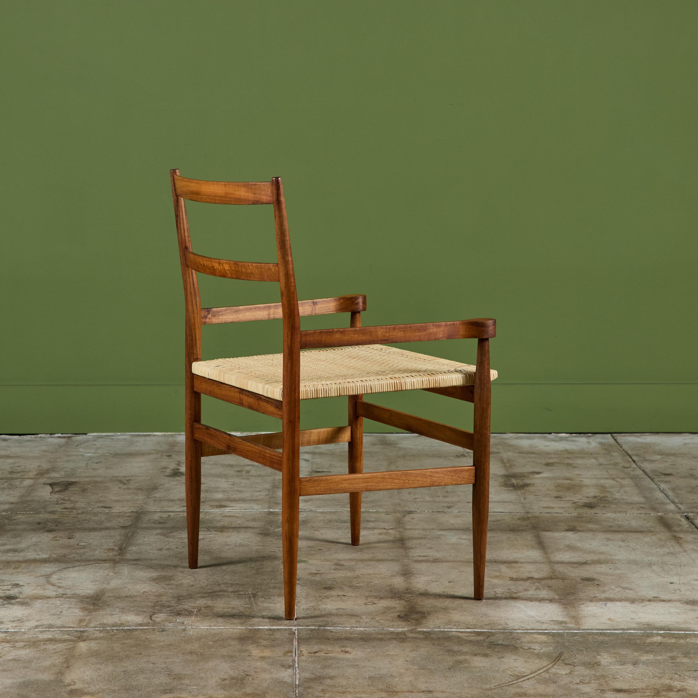 Hand-Woven Gio Ponti Cane Seat Armchair for Knoll International For Sale