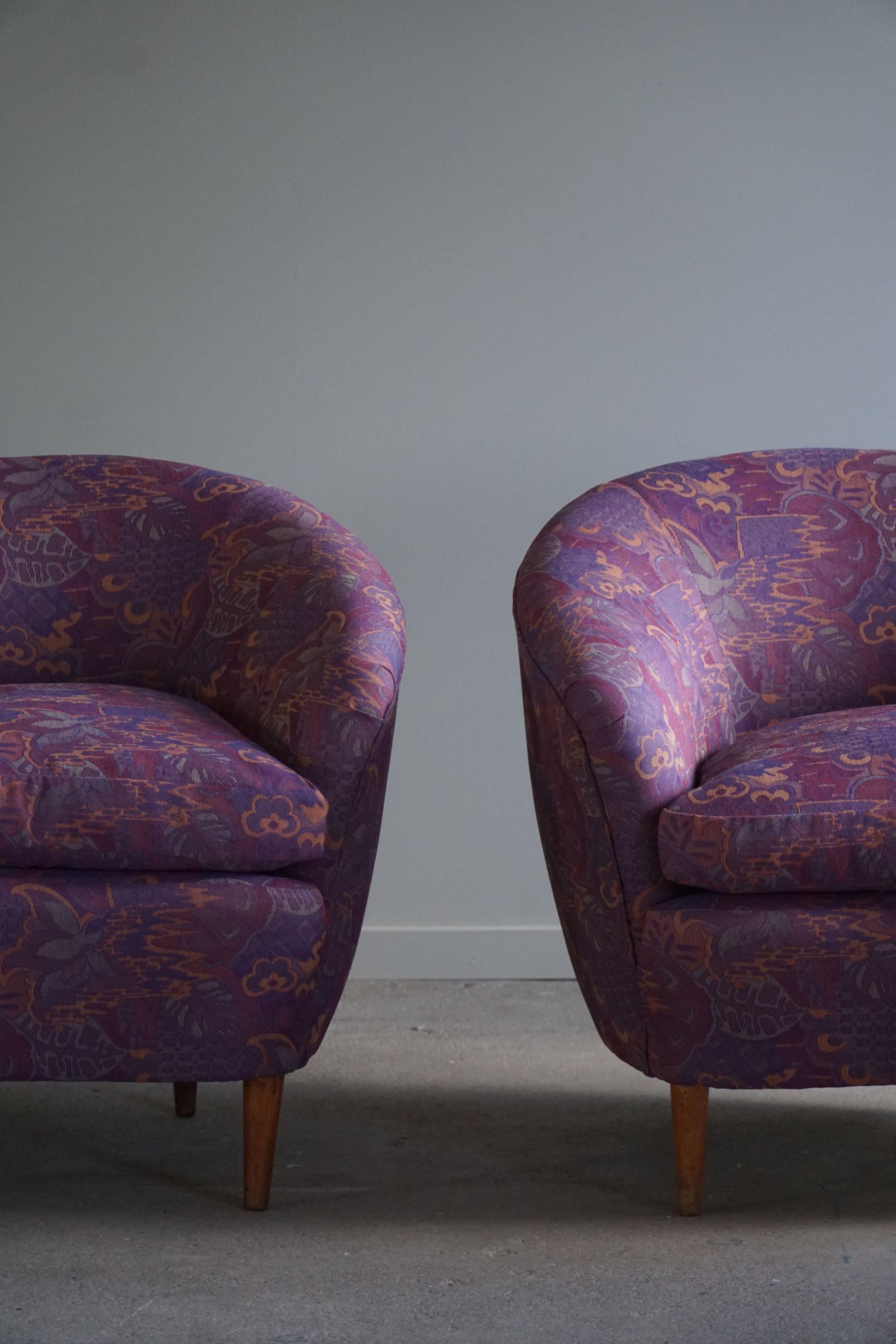 Gio Ponti, Casa E Giardino, a Pair of Lounge Chairs, Reupholstered, 1940s For Sale 7