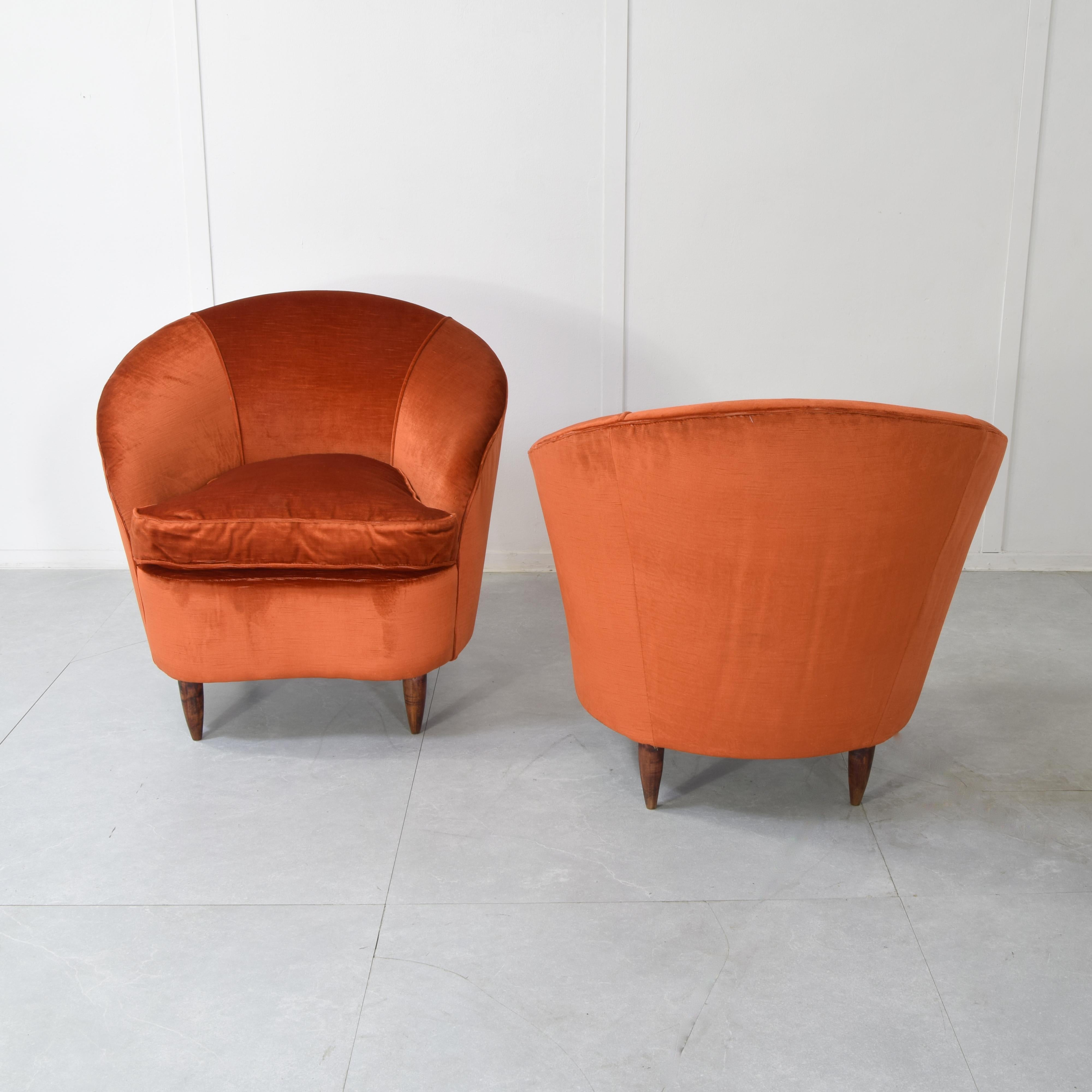 Gio Ponti Casa & Giardino Paar Sessel 1950er Jahre. (Samt) im Angebot
