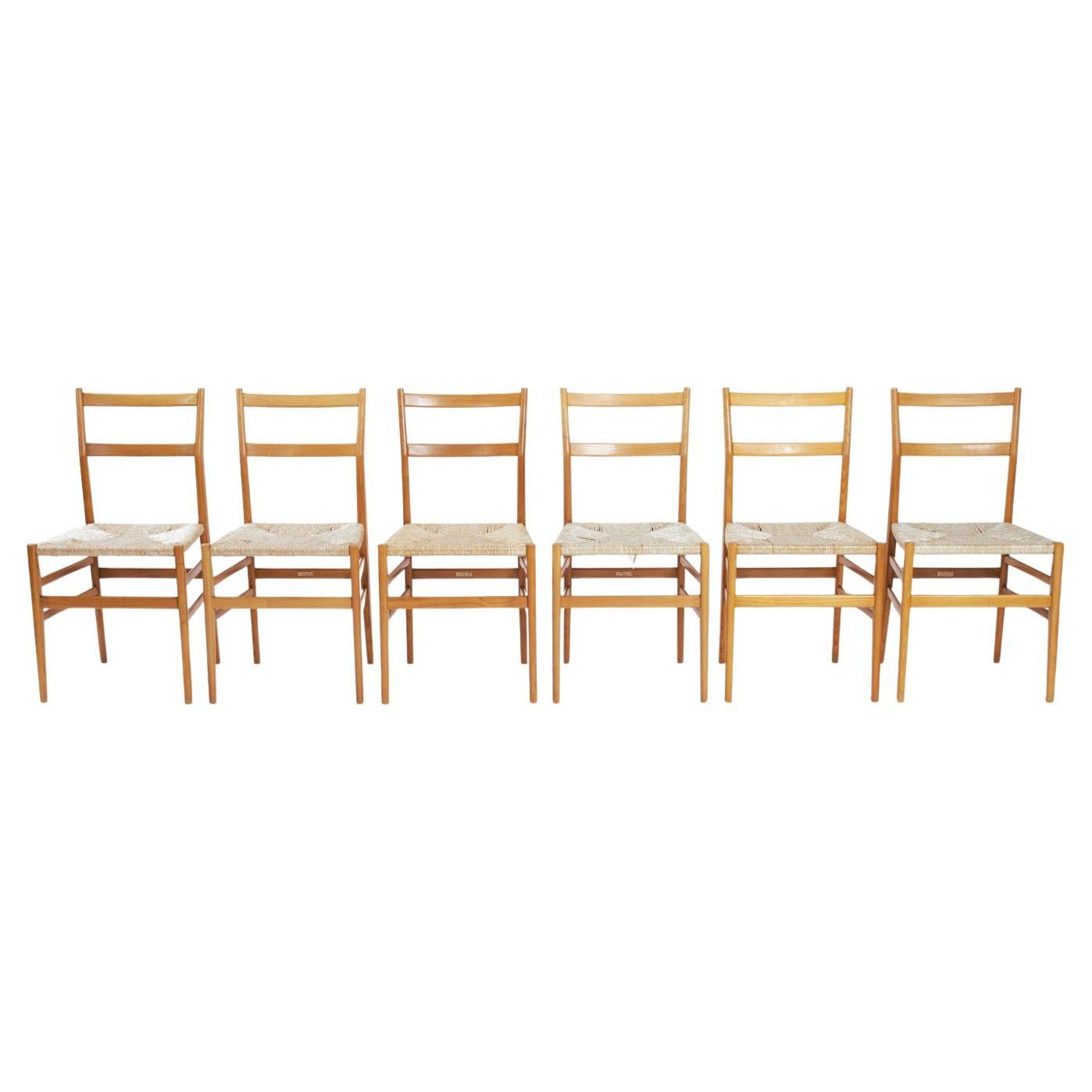 Gio Ponti Leggera sillas de comedor Cassina, juego de 6, Italia, 1956