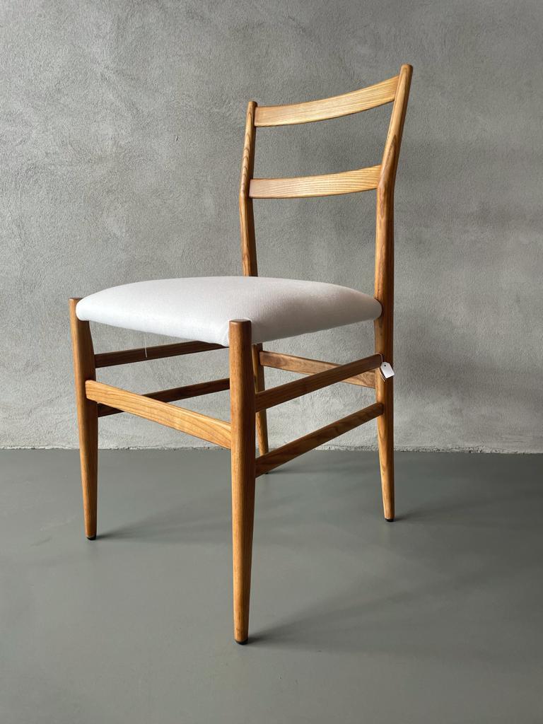 Gio Ponti Cassina Mod. 646 Leggera Chair Ash Wood White Padded Fabric Italy 1952 2