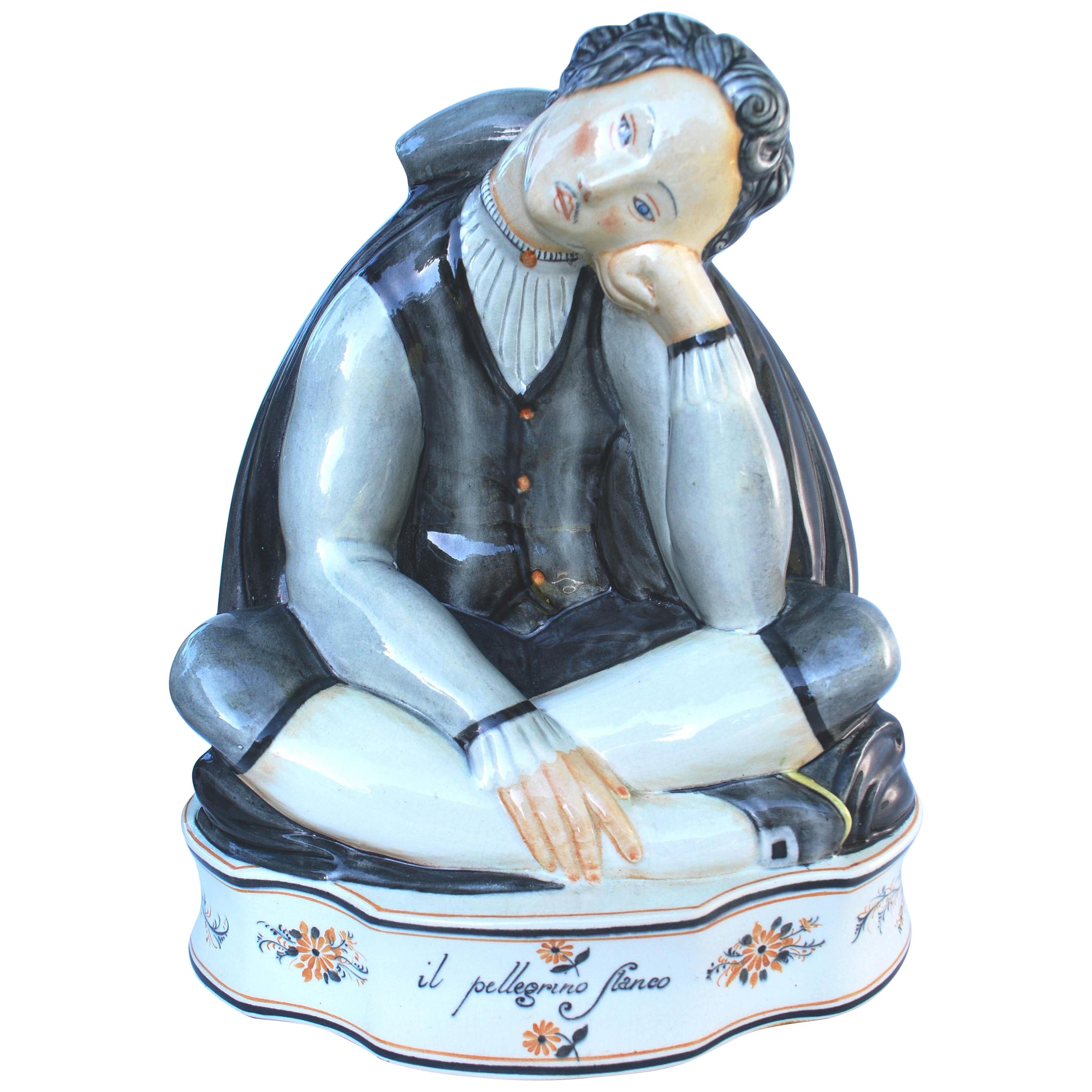 Gio Ponti Ceramic Figure Il Pellegrino Stanco for Richard Ginori, circa 1920s