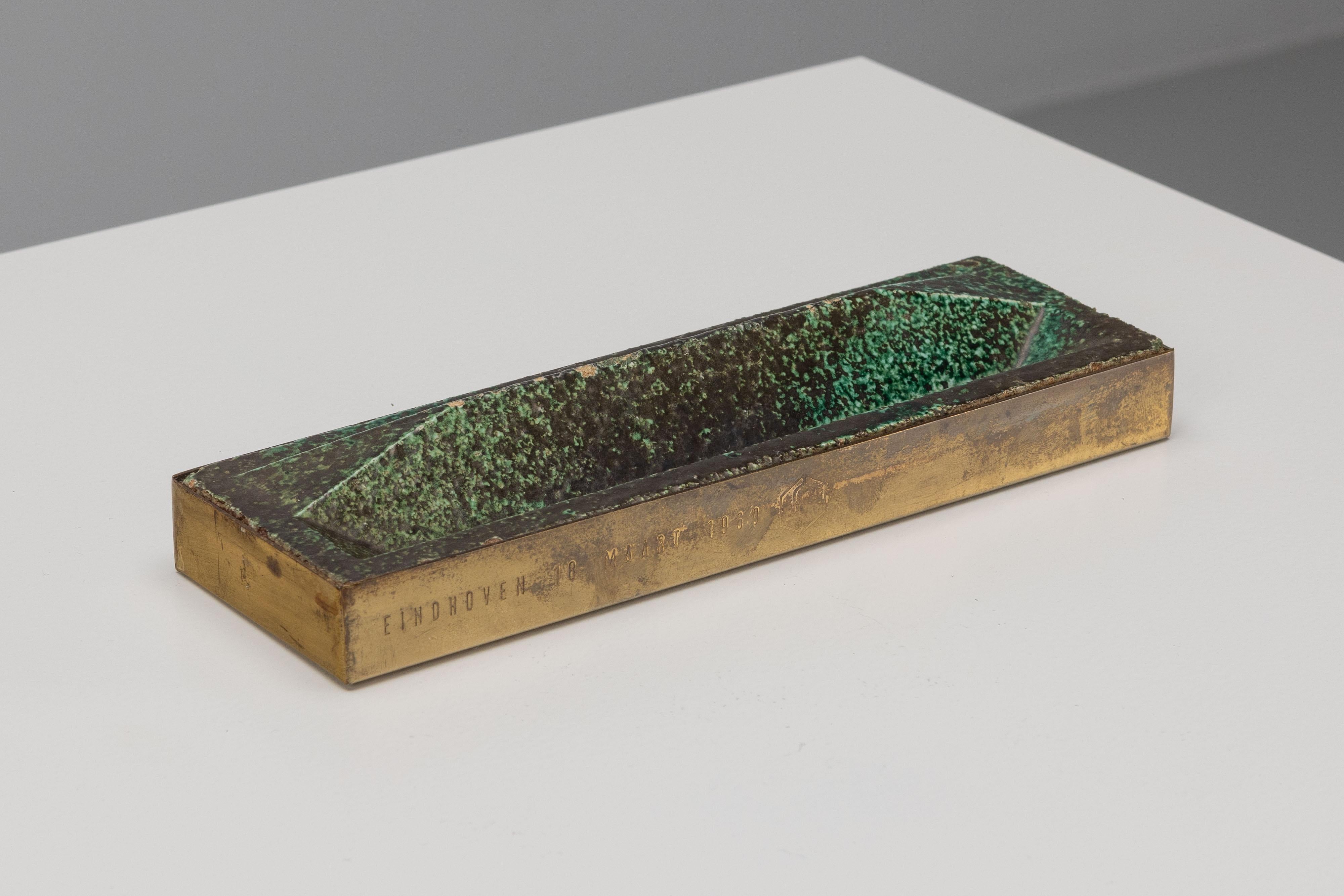 Mid-Century moderno Gio Ponti Ceramic pen tray Bijenkorf Italy 1969 in vendita