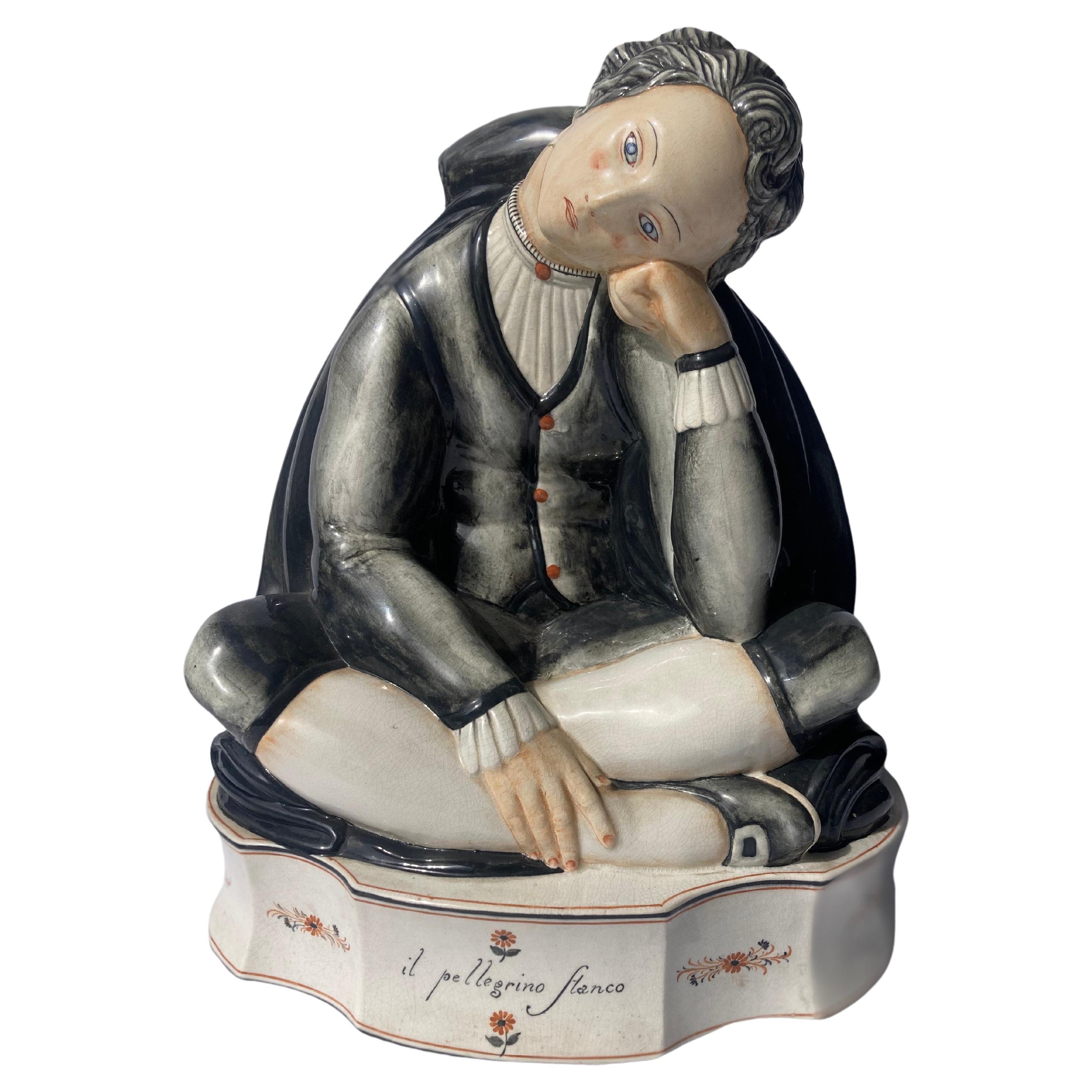 Gio Ponti Ceramic Sculpture" Il Pellegrino Stanco" for Richard Ginori, Milano For Sale