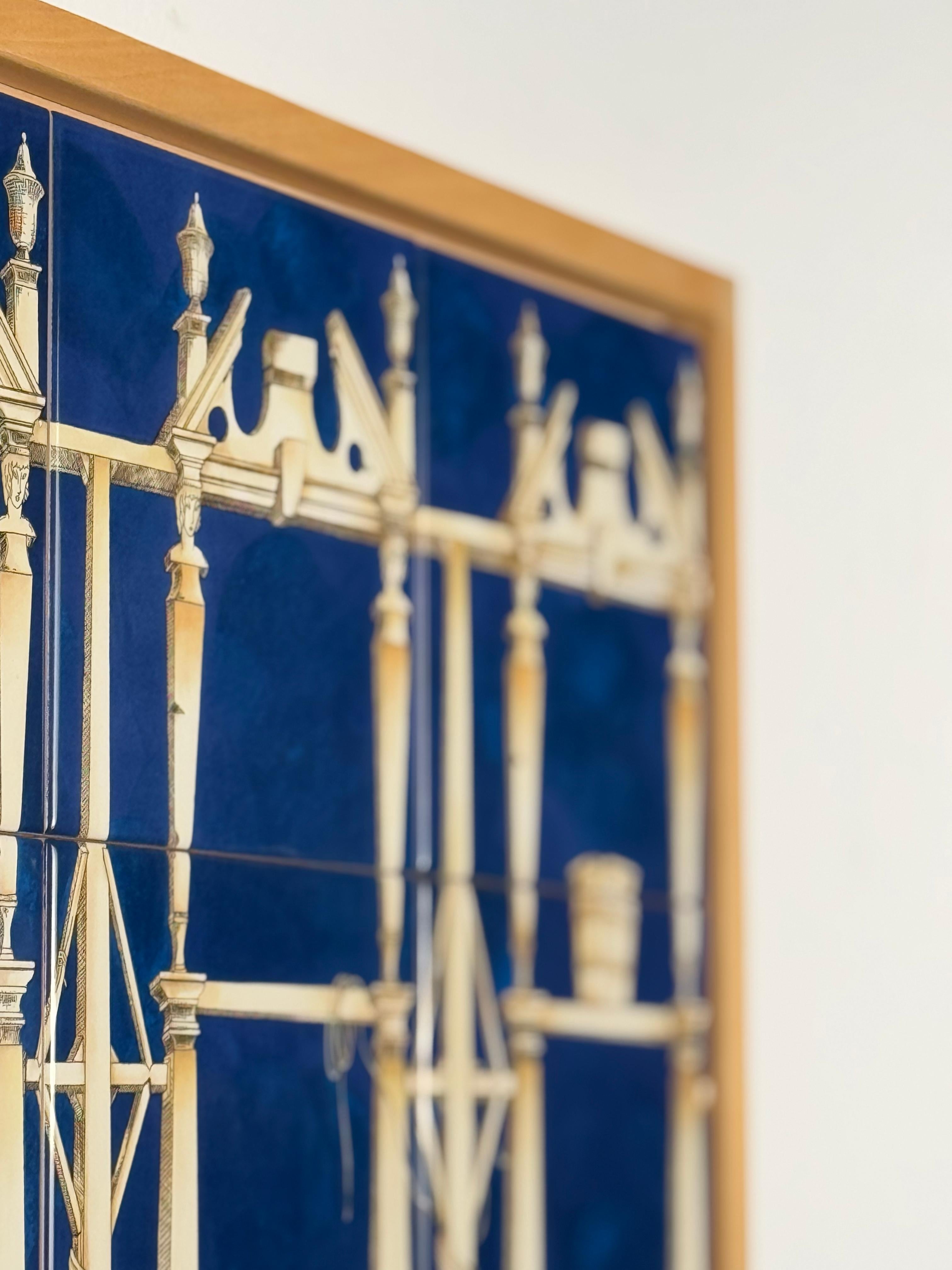 Un set di otto piastrelle in ceramica policroma della serie La Casa degli Efebi, progettata da Gio Ponti nel 1923 e prodotta dalle Ceramiche Bardelli negli anni '80.

Ogni piastrella misura 20 x 20 cm.

Il set verrà spedito assicurato in una cassa