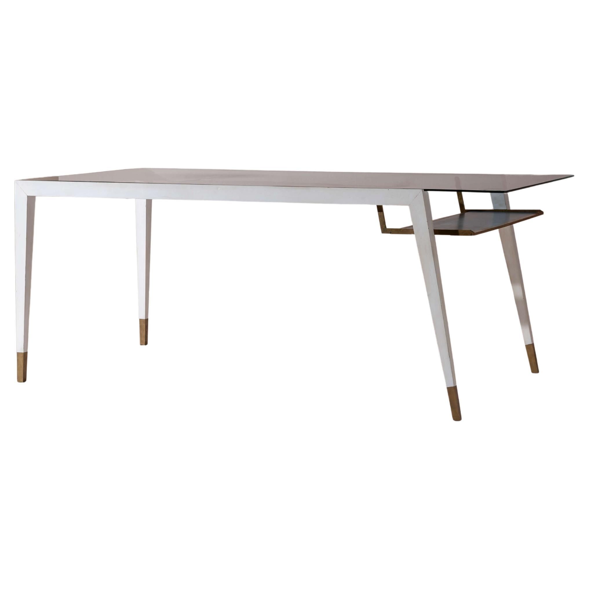 Mesa expositora de nogal y cristal certificada por Gio Ponti para A.P.E.M., Italia, 1946 en venta