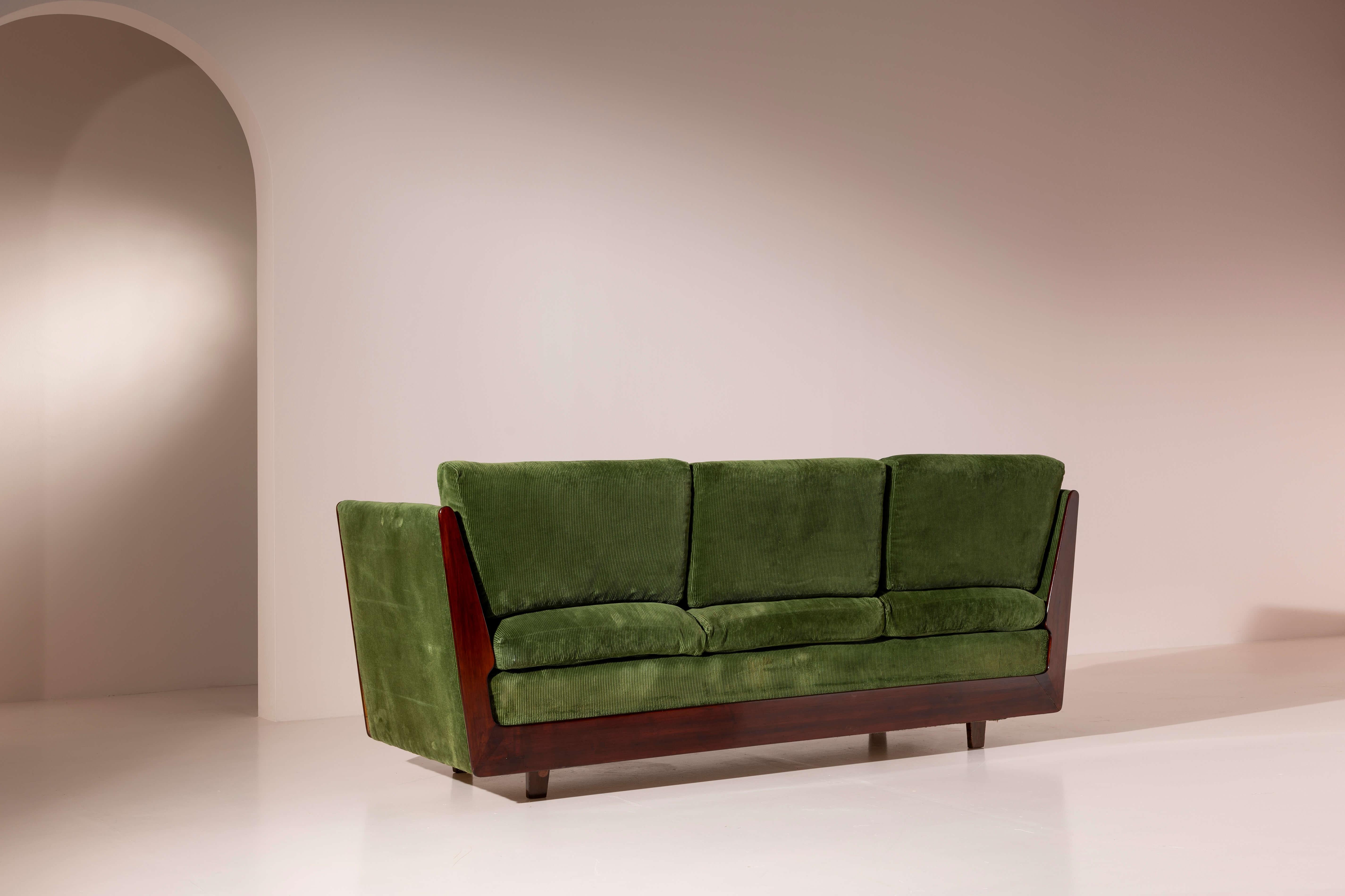 Canapé-lit en noyer certifié et velours de Gio Ponti, Italie, années 1940 en vente 10