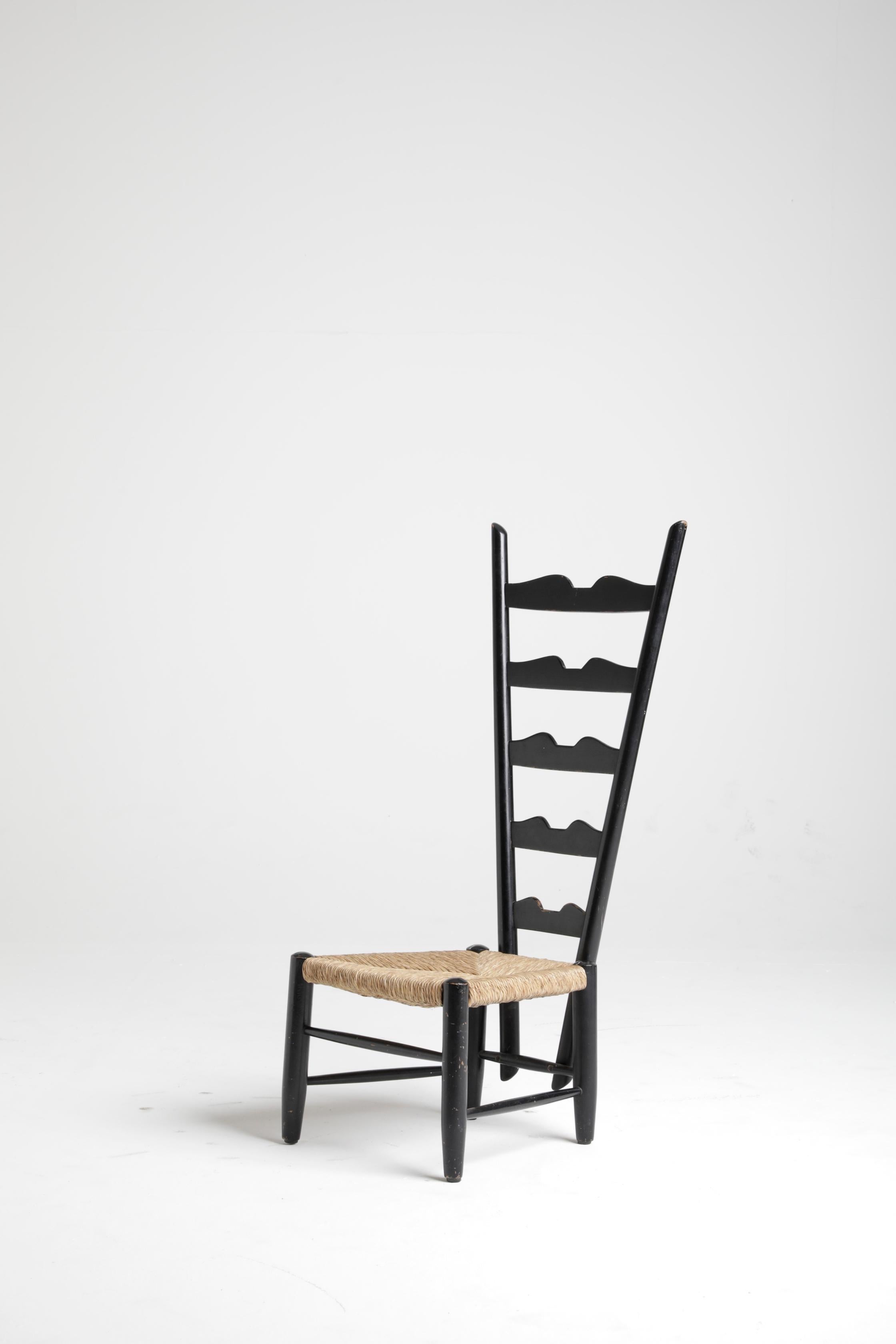 Italian Gio Ponti, Chair for Casa e Giardino, wood and wicker, Milan 1939 circa For Sale