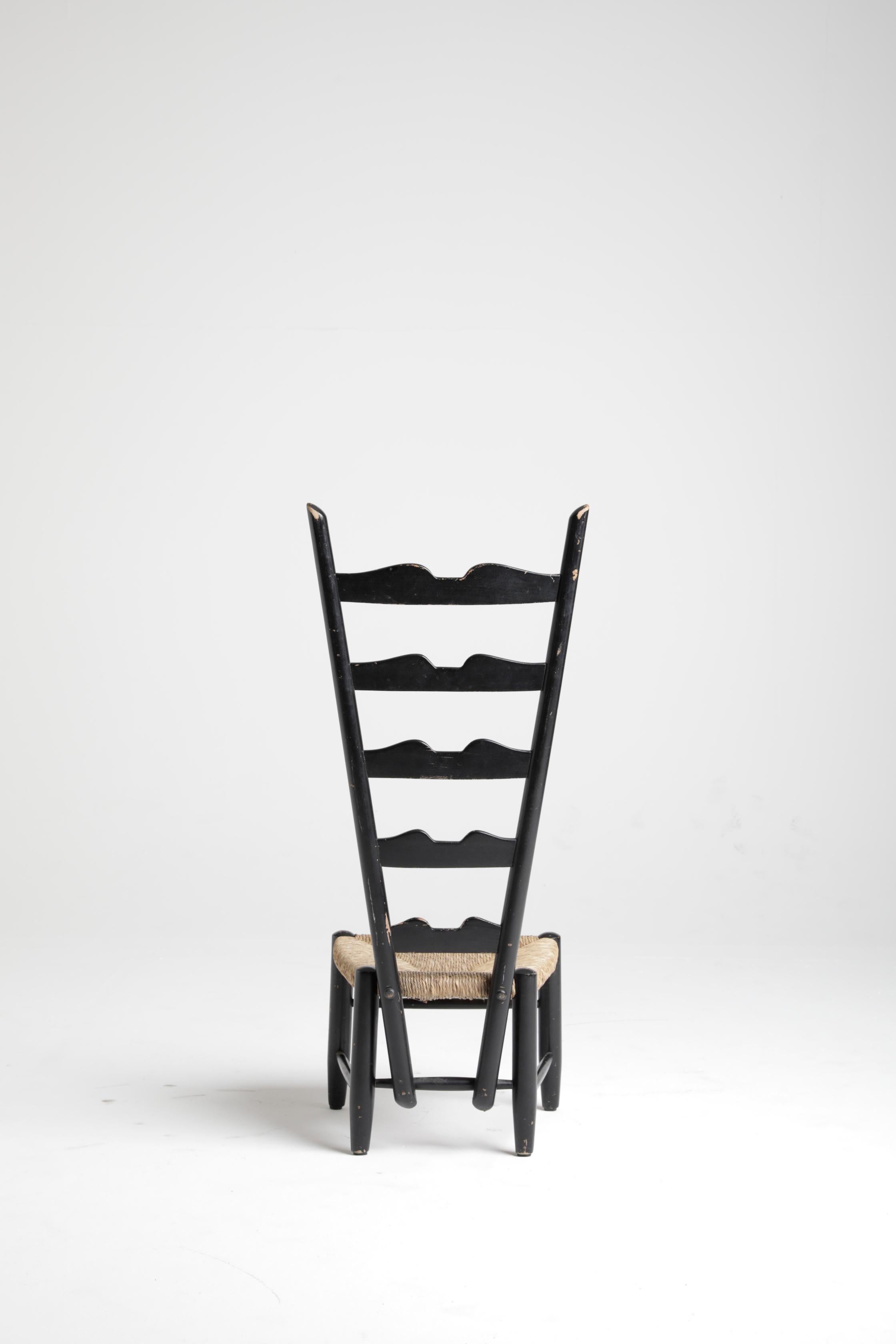 Gio Ponti, Stuhl für Casa e Giardino, Holz und Korbweide, Mailand 1939 um im Zustand „Gut“ im Angebot in Argelato, BO