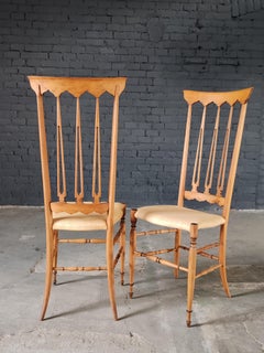 Gio Ponti High-Back Dining Chairs, S.A.C. Chiavari, Wood, 1950s, Italy