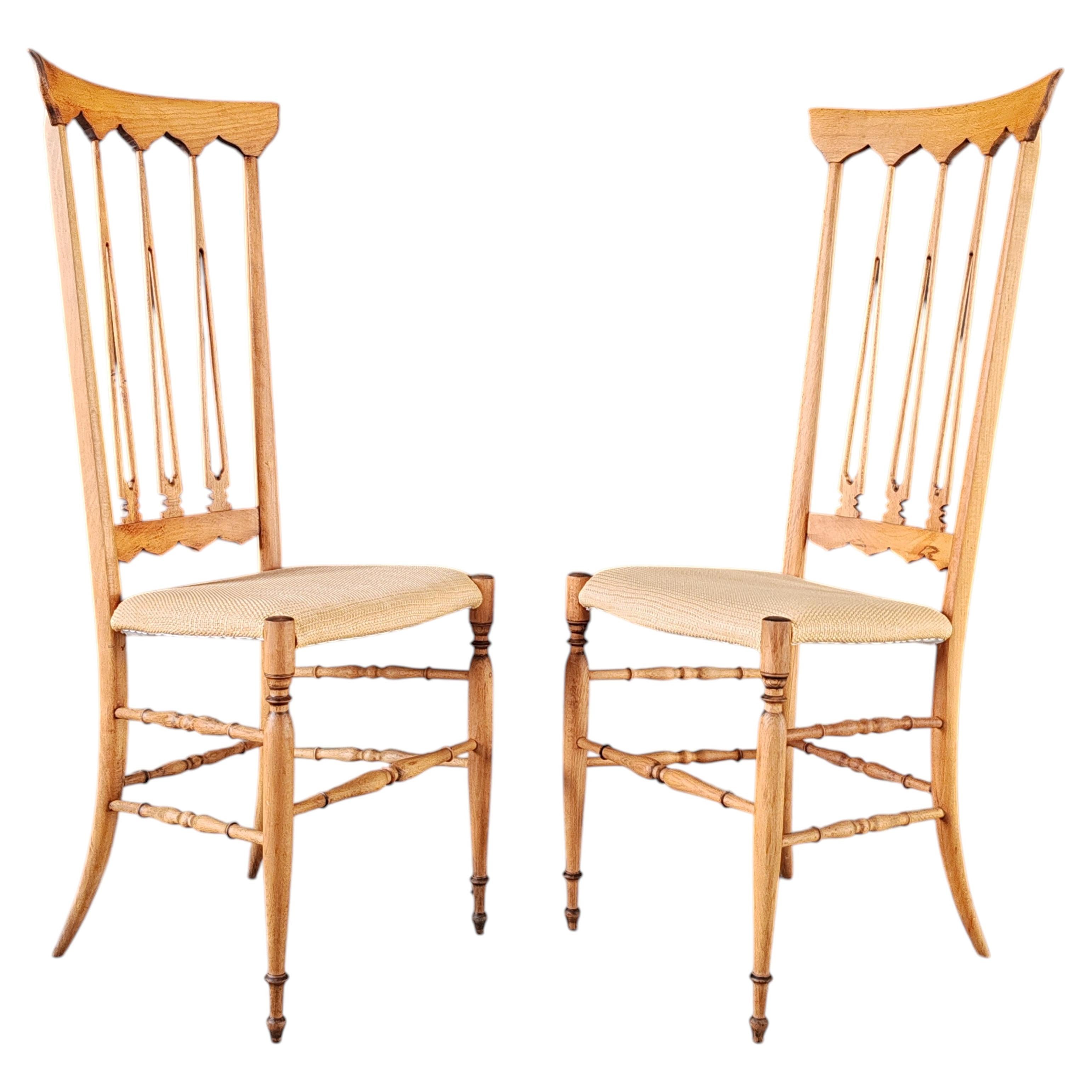 Gio Ponti High-Back Dining Chairs, S.A.C. Chiavari, Wood, 1950s, Italy