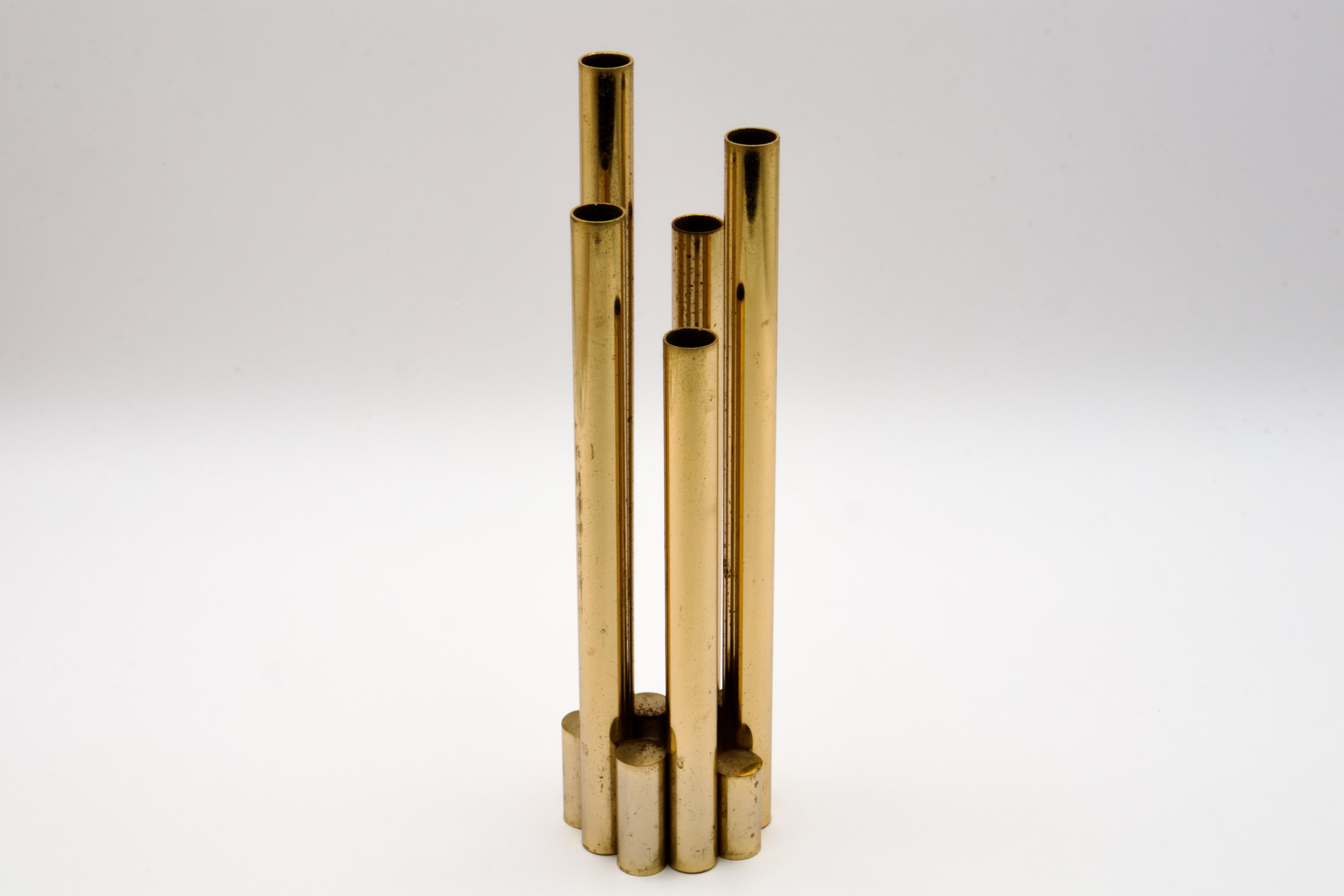 Gio Ponti Christofle Style Brass Vase, Italy 1960s In Good Condition For Sale In Grand Cayman, KY