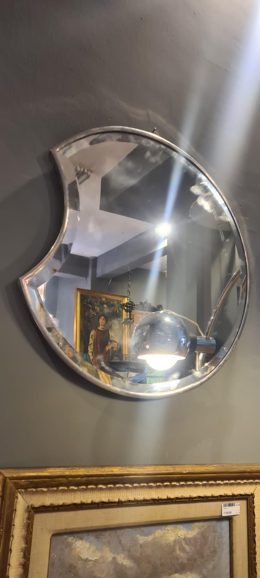 Giò Ponti Style Chromed Brass Mirror In Good Condition In Catania, IT