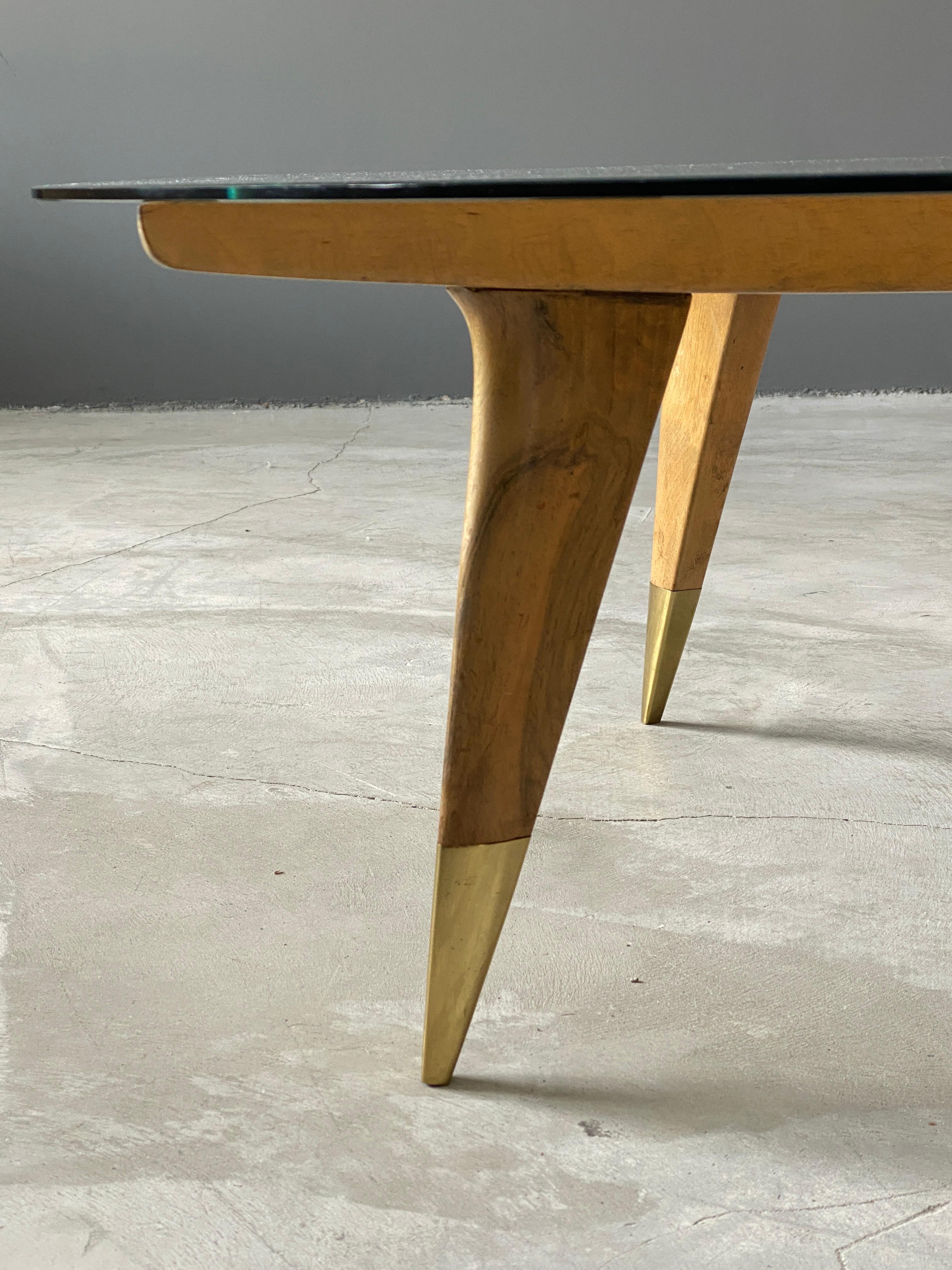 Gio Ponti, Coffee Table, Brass Walnut, Glass, Singer & Sons, America, 1950s 1