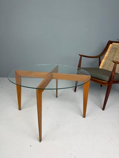 Gio Ponti Coffee Table by ISA Bergamo, Oak & Crystal, 1957