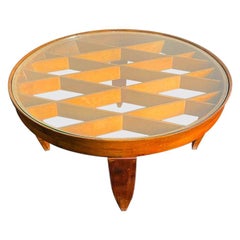 Vintage Gio Ponti Coffee Table Giordano Chiesa Italy 1930 Walnut Wood Glass Top