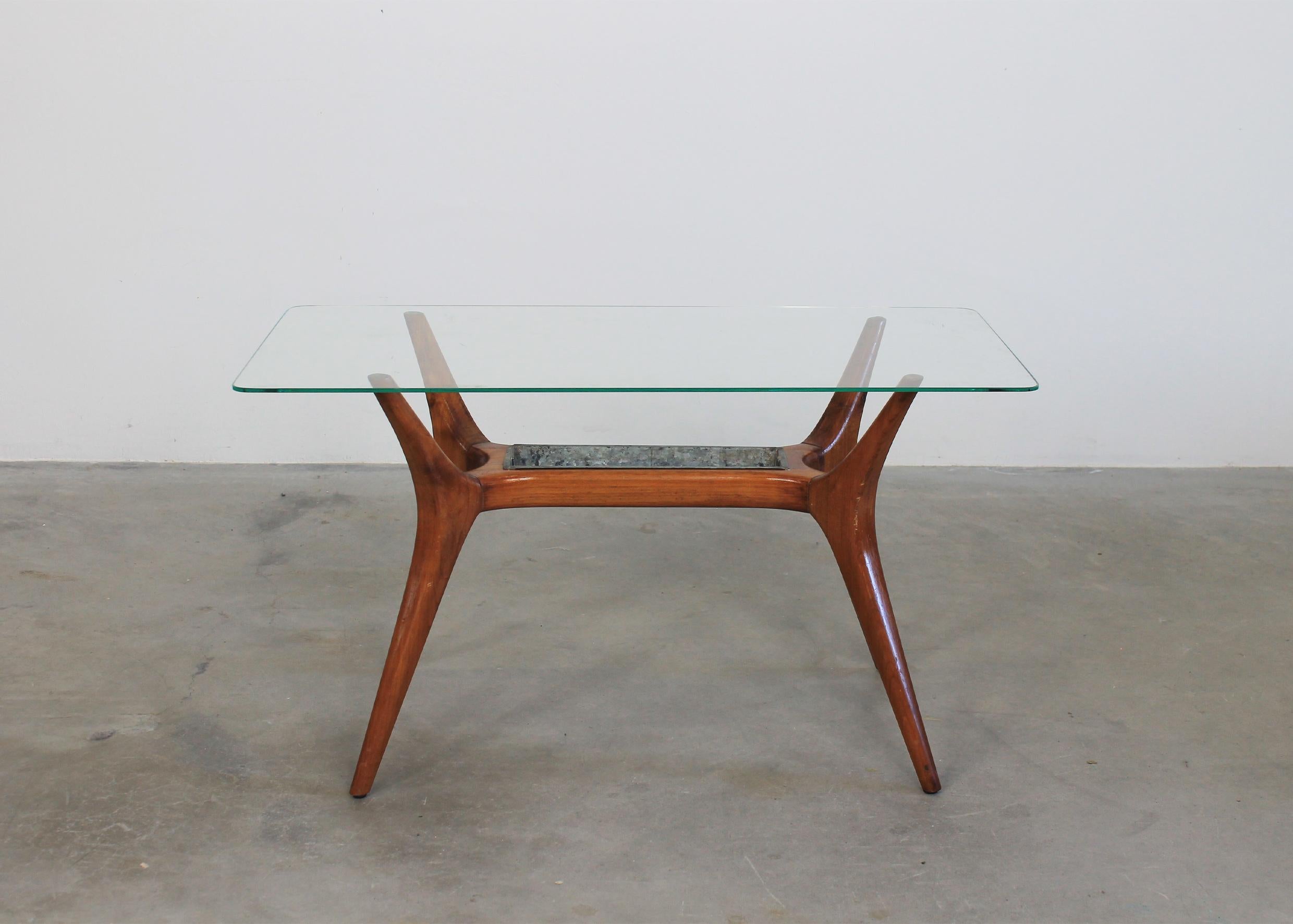 Other Gio Ponti Coffee Table in Wood and Glass by Figli di Amedeo Cassina 1950s  For Sale