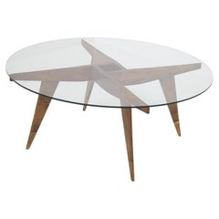 Gio Ponti Coffee Table in Wood and Glass for Siggeston