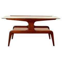 Gio Ponti coffee table, mahogany and glass, circa 1960, Italie.