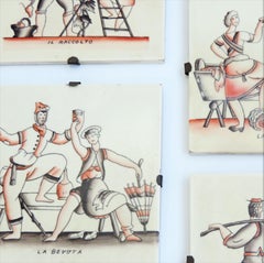 Gio Ponti complete 'Vendemmia' series tiles for Richard Ginori, Italy, 1930s