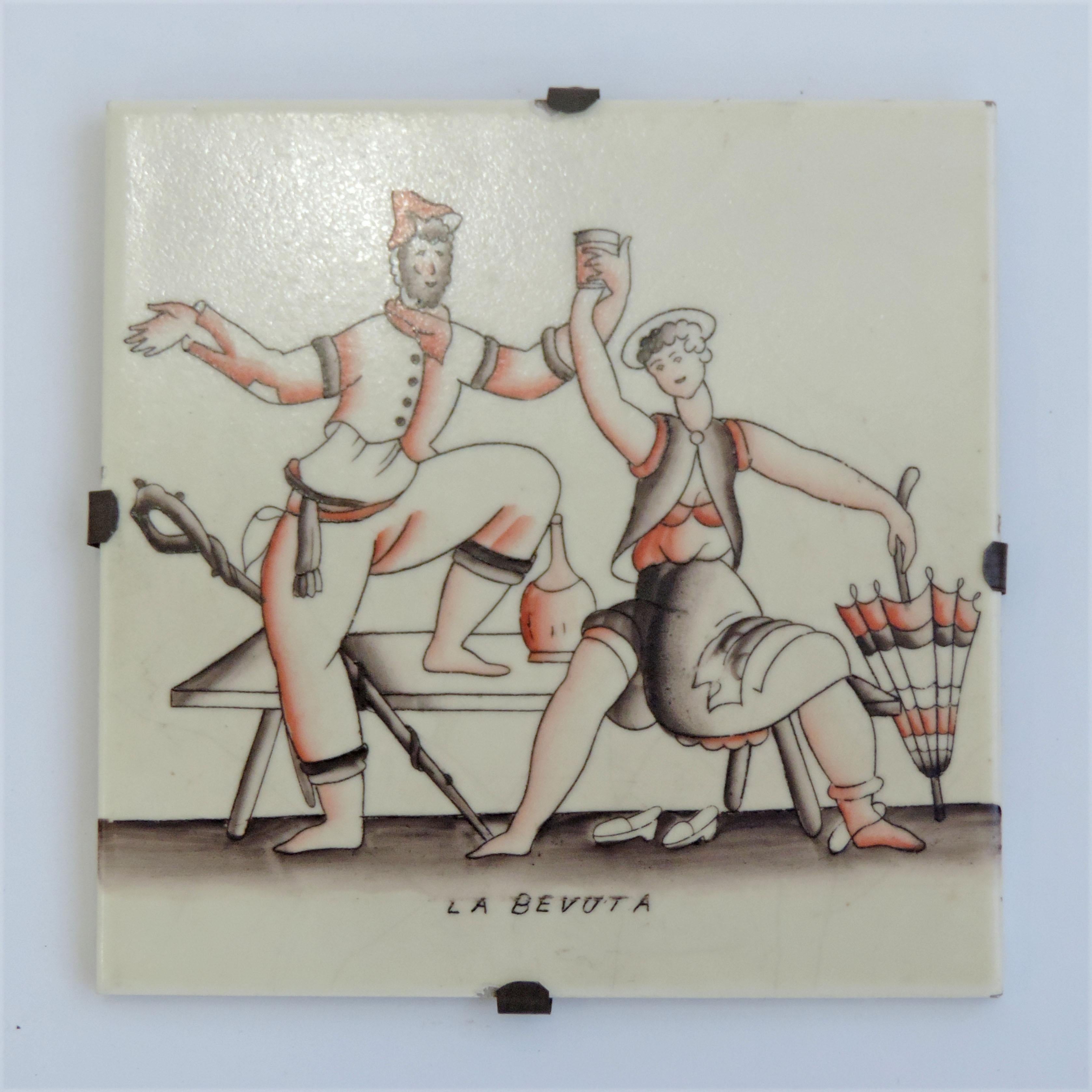 Italian Gio Ponti complete 'Vendemmia' series tiles for Richard Ginori, Italy, 1930s