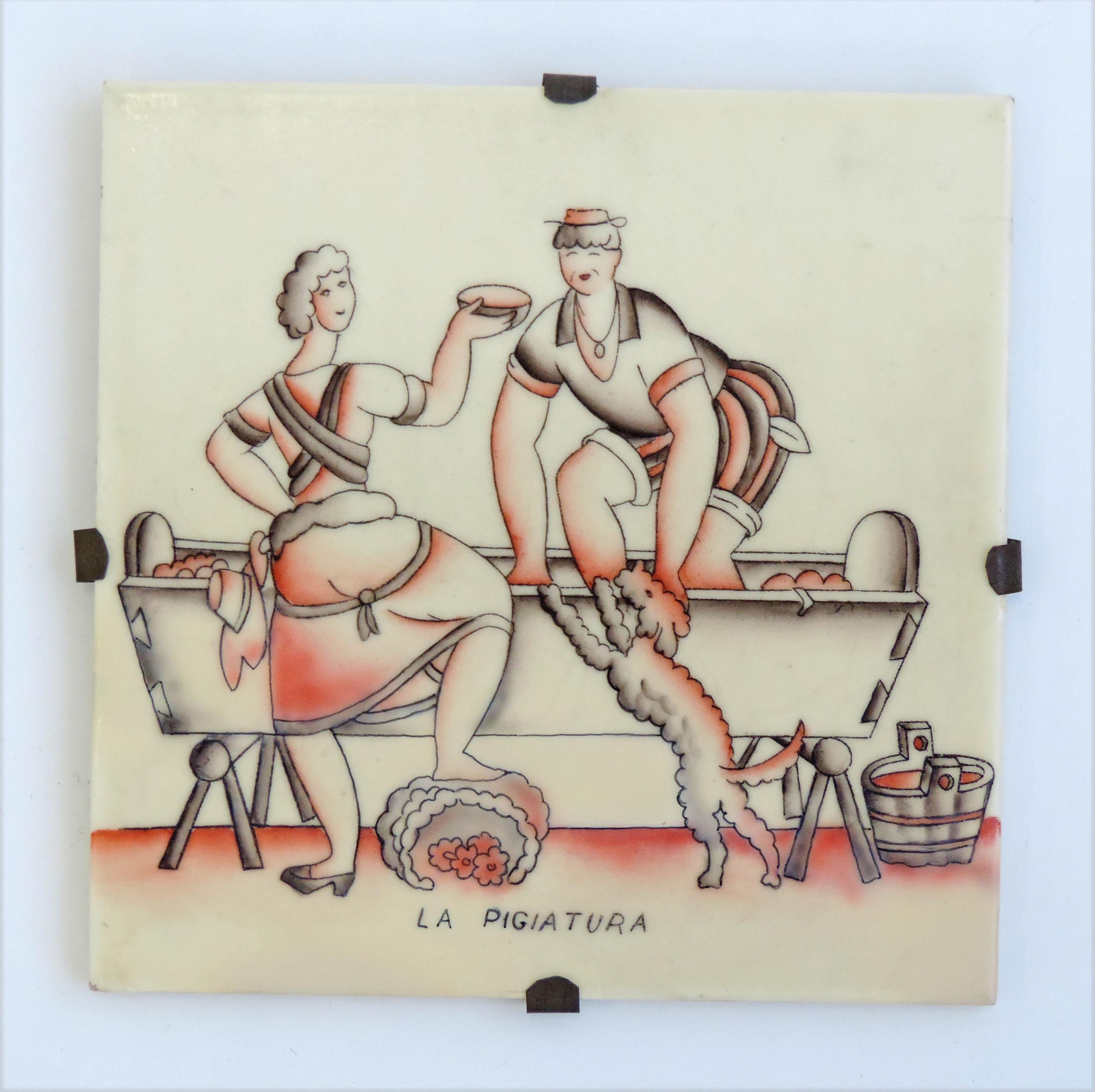 Gio Ponti complete 'Vendemmia' series tiles for Richard Ginori, Italy, 1930s In Good Condition In Milan, IT