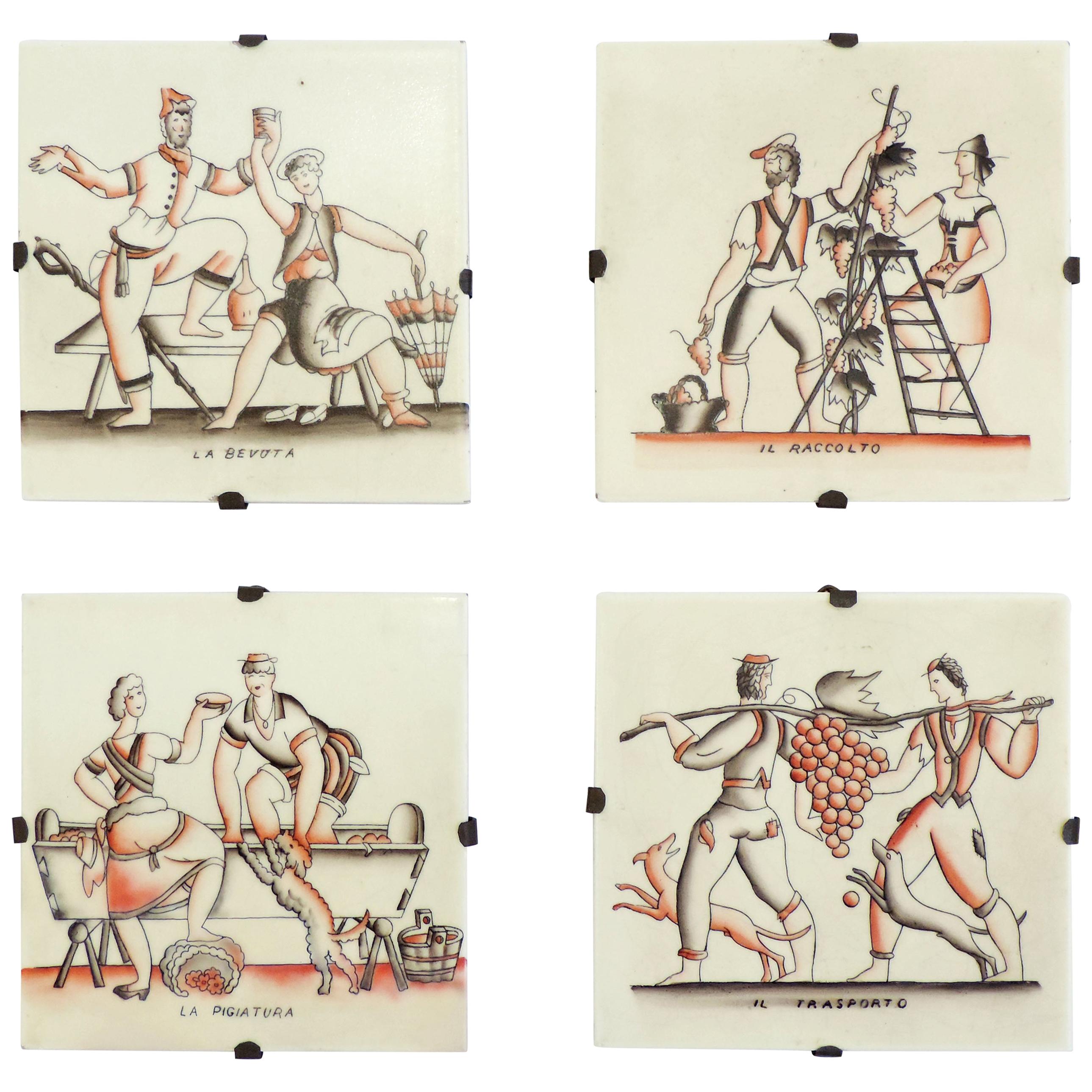 Gio Ponti complete 'Vendemmia' series tiles for Richard Ginori, Italy, 1930s