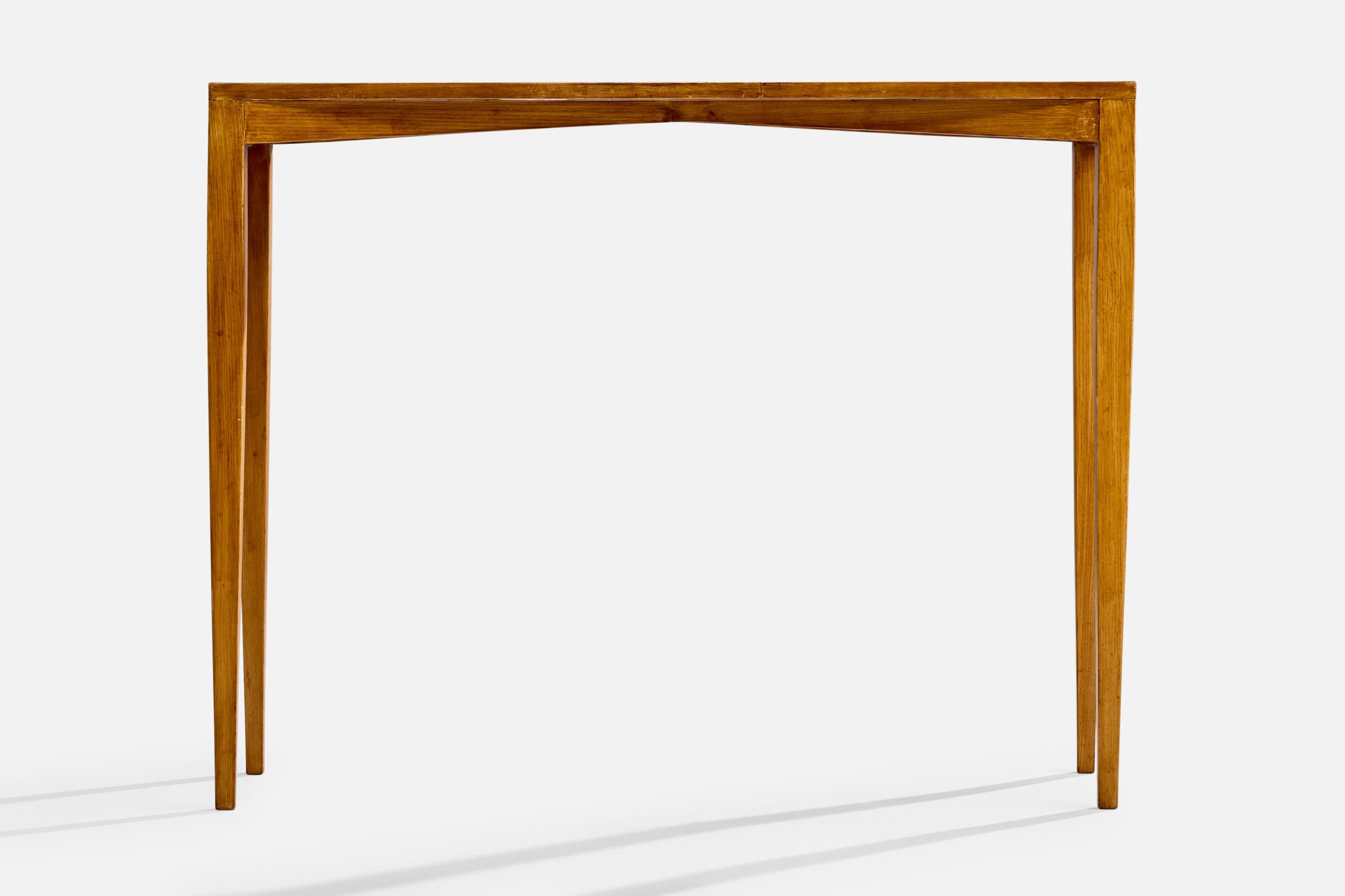Italian Gio Ponti, Console Table, Ash, Laminate, Italy, 1950s For Sale