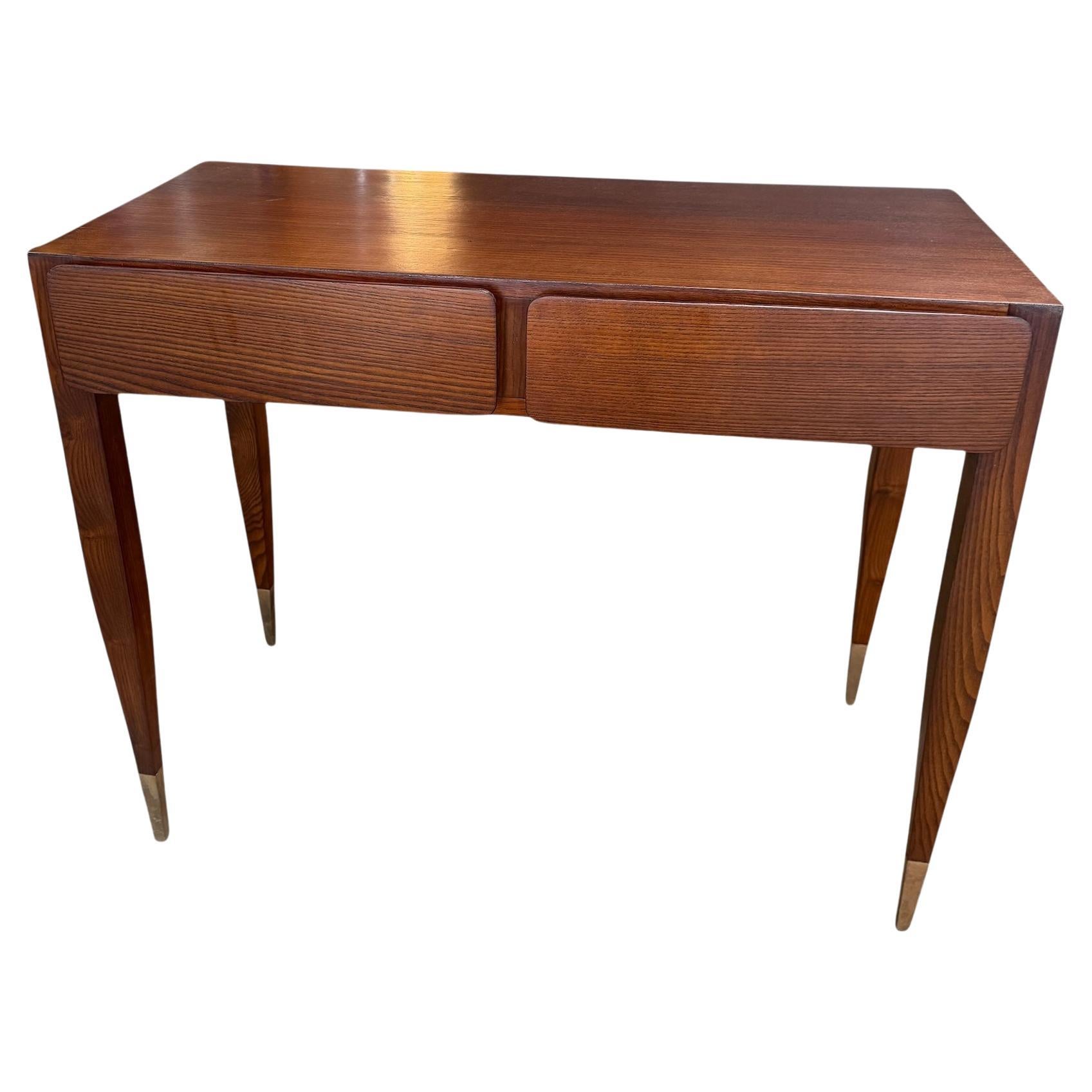Gio Ponti Console Table with Brass-Capped Legs, Italy, 1950s For Sale
