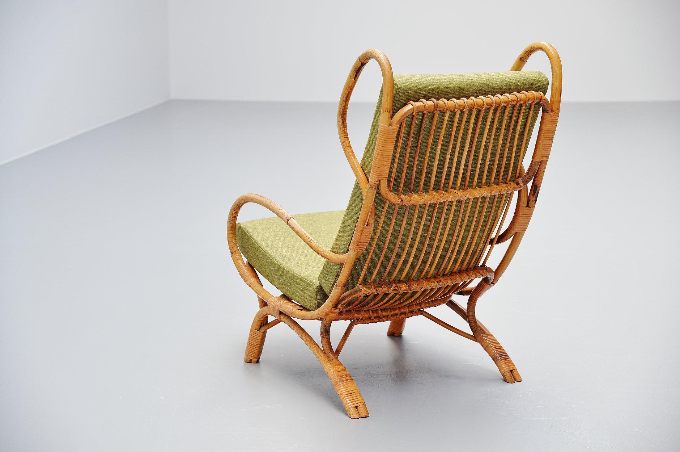 Rattan Gio Ponti Continuum Lounge Chair BP16 Bonacina, Italy, 1963