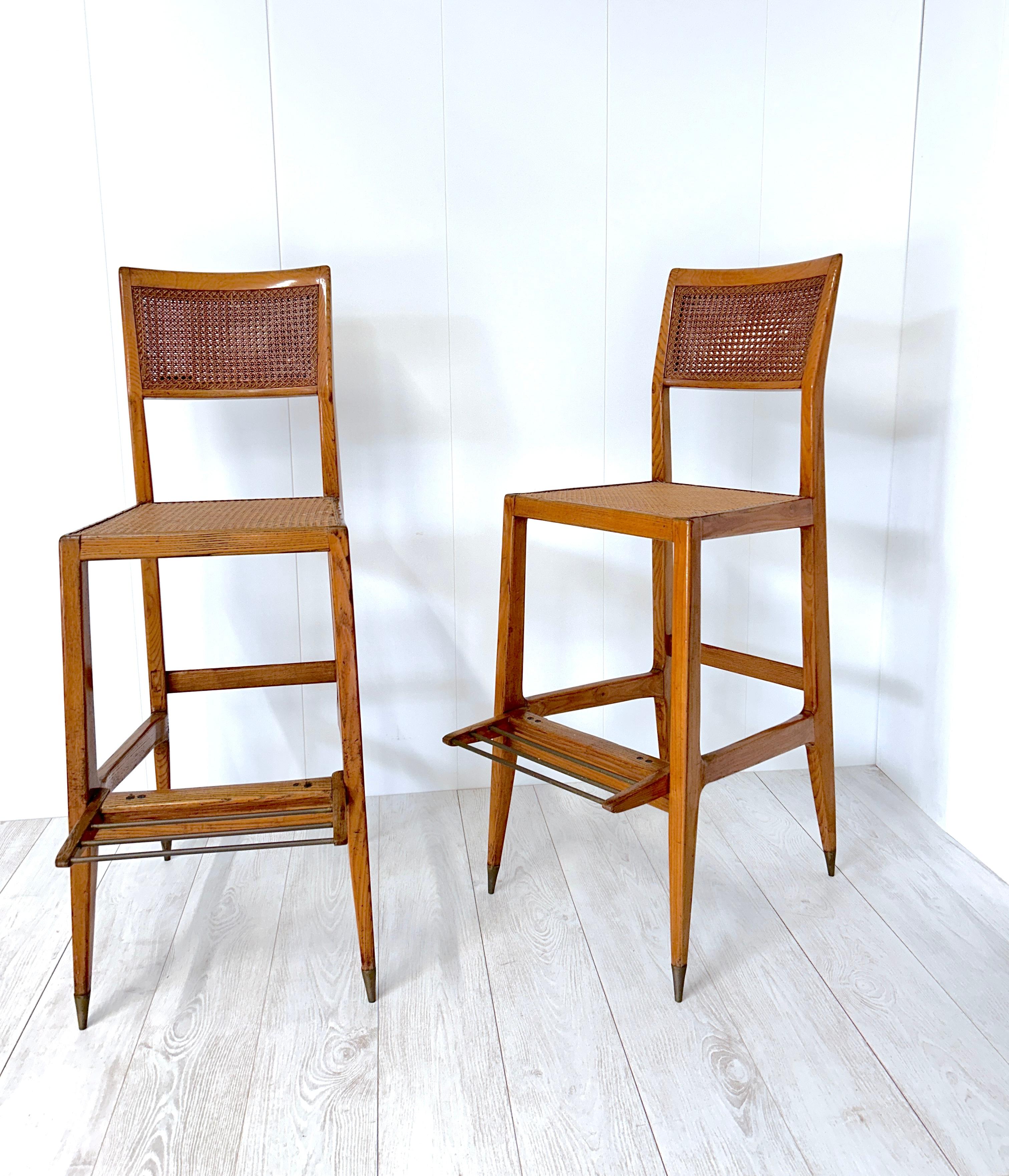  Gio Ponti, Pair of croupier stools from the Casino of San Remo, circa 1950  For Sale 2