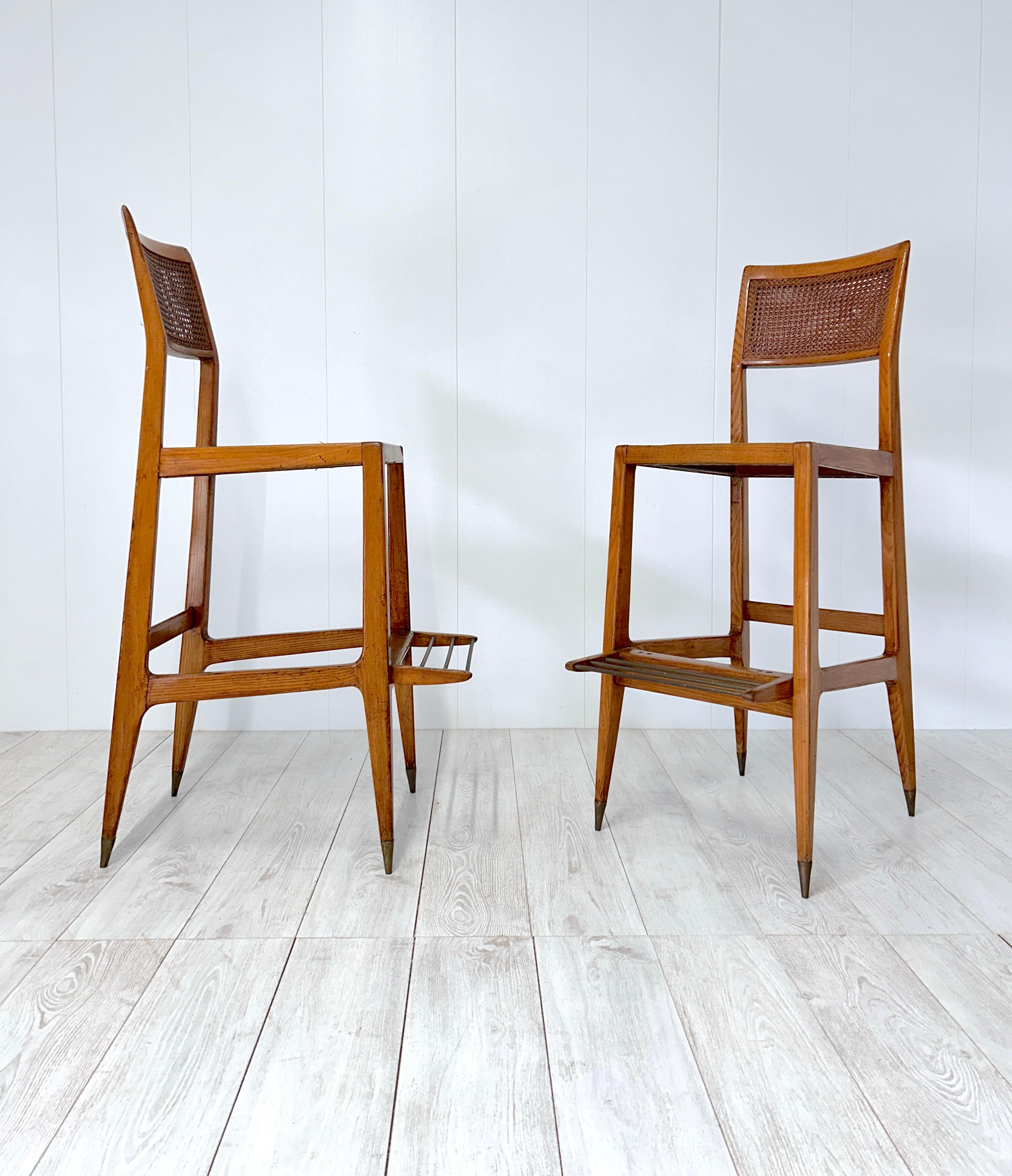 Italian  Gio Ponti, Pair of croupier stools from the Casino of San Remo, circa 1950  For Sale