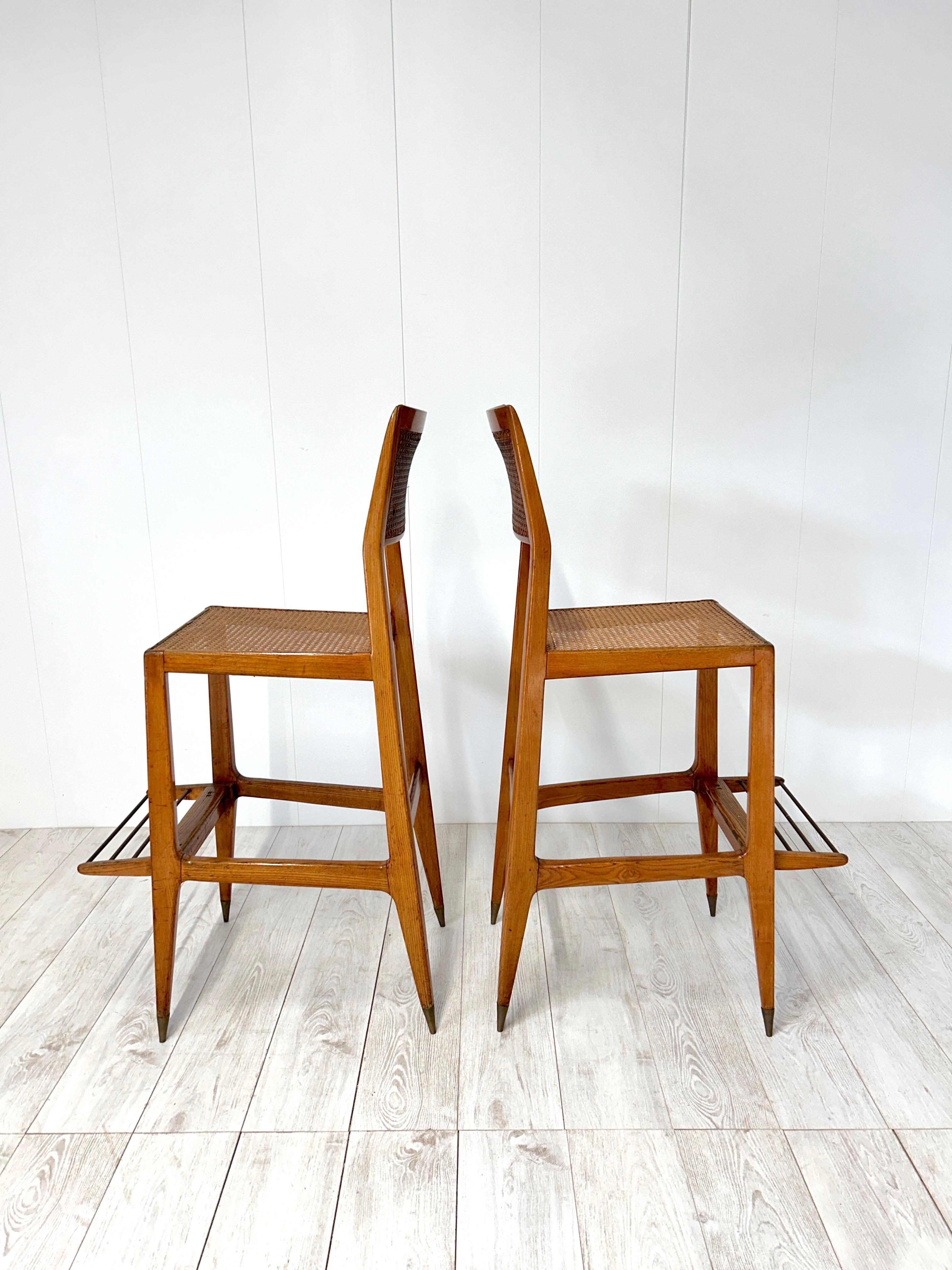 Brass  Gio Ponti, Pair of croupier stools from the Casino of San Remo, circa 1950  For Sale